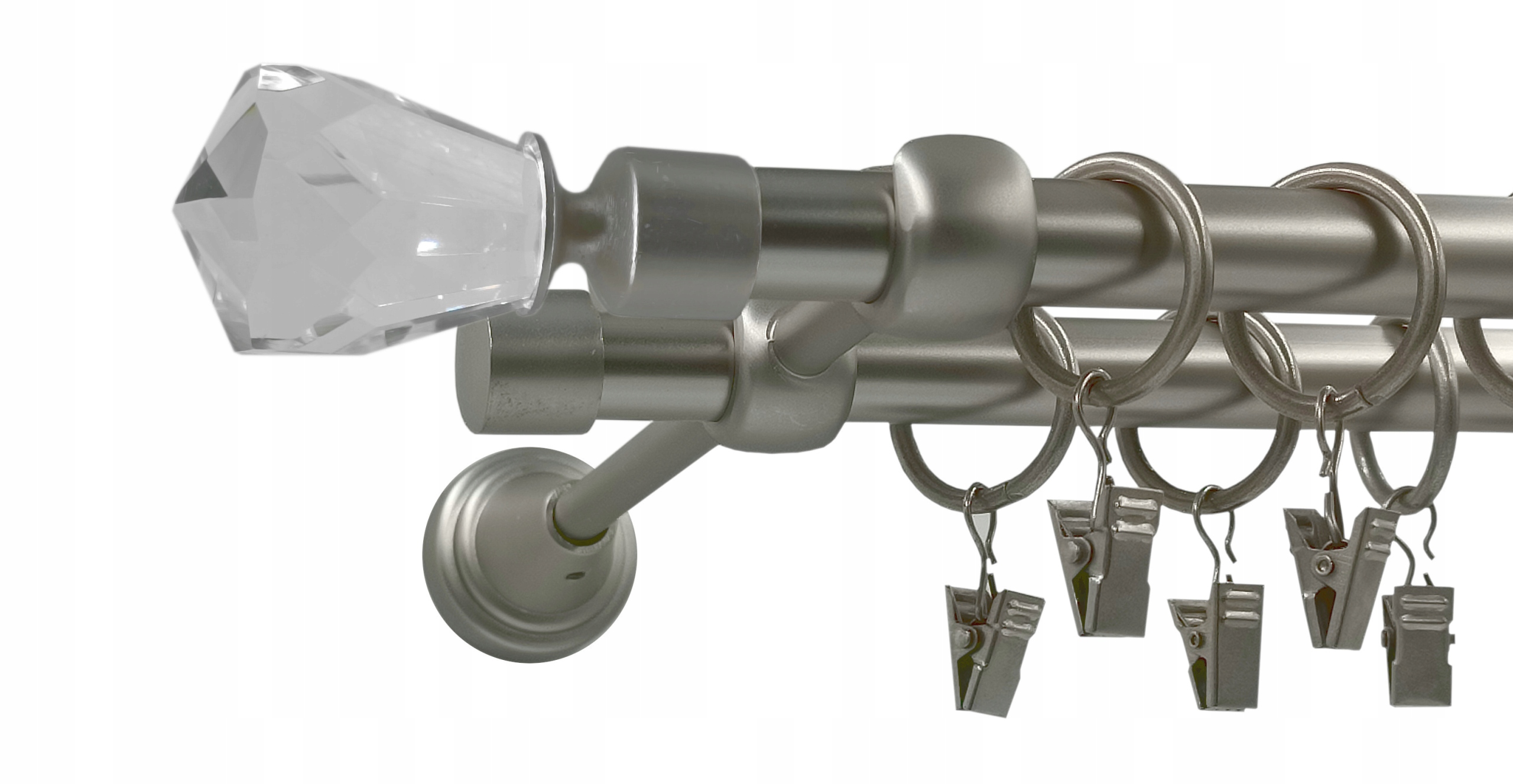 Garnýž Dvojitá Satin 16+16 mm Light Crystal 180 cm