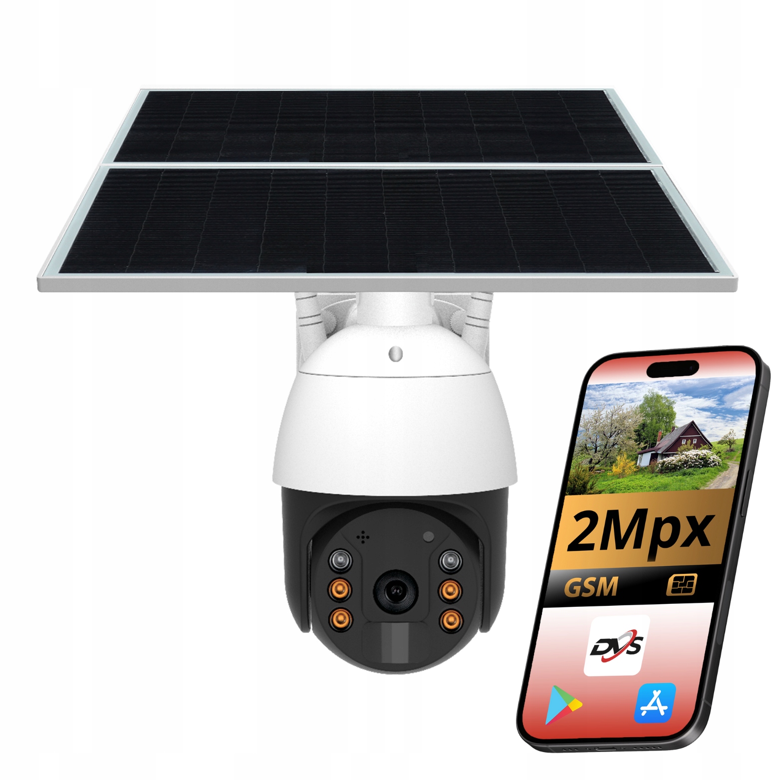 Bezdrôtová Kamera S 20W Solárnym Panelom Otočná Na Sim 2MP Dvs Batéria