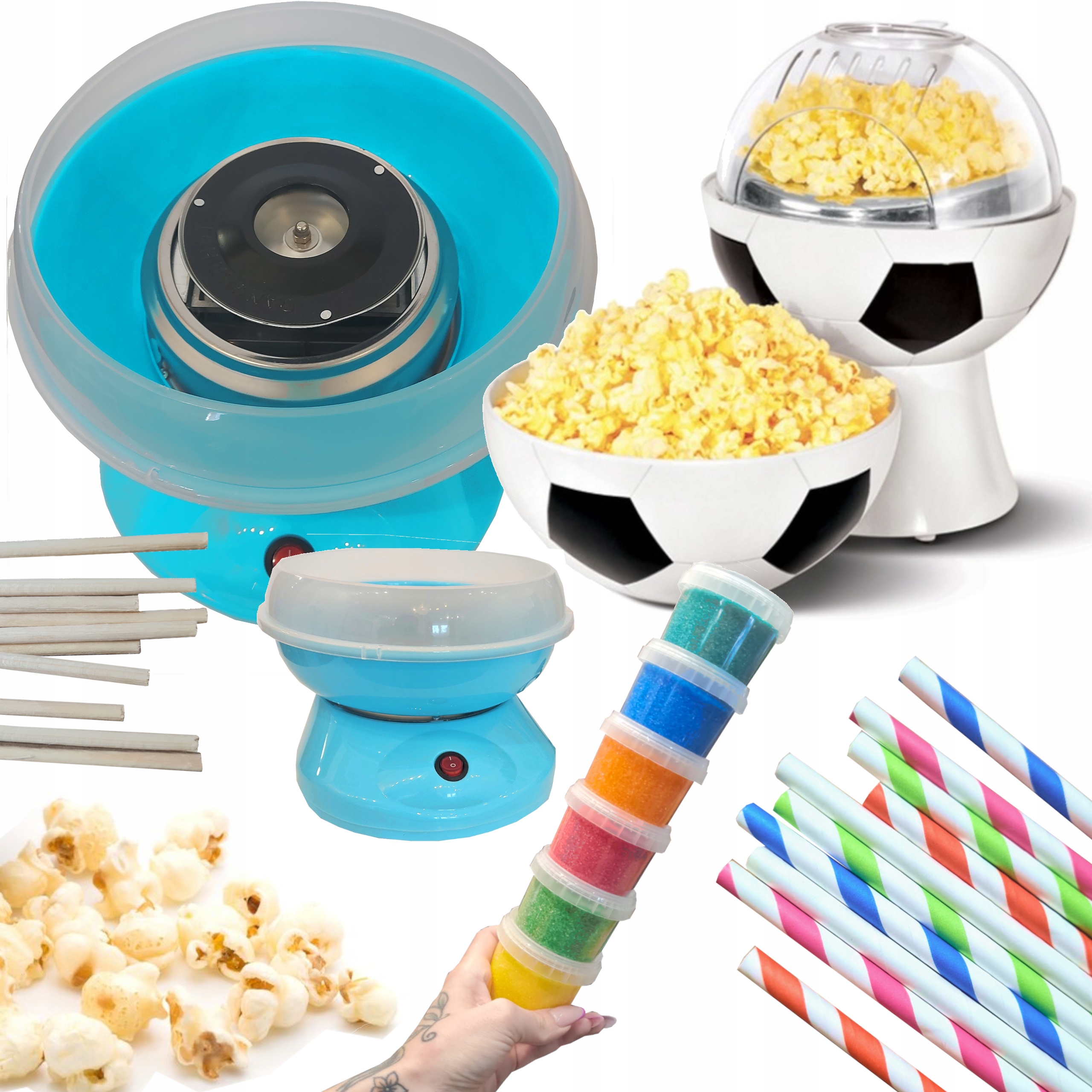 MASZYNKA DO ROBIENIA POPCORNUI MASZYNA WATY CUKROWEJ prezent dzień dziecka