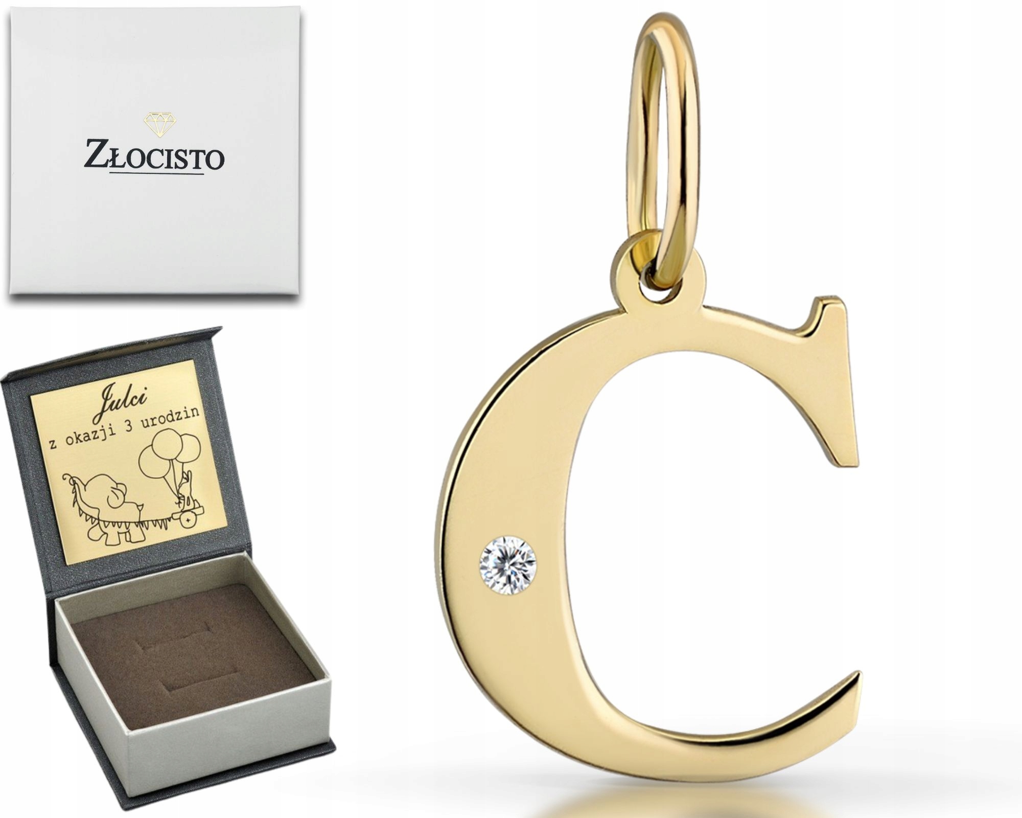 Zlatý Přívěsek S Písmeny Cz S Diamantem Ryzost 585 Pro Dárek Gravírování