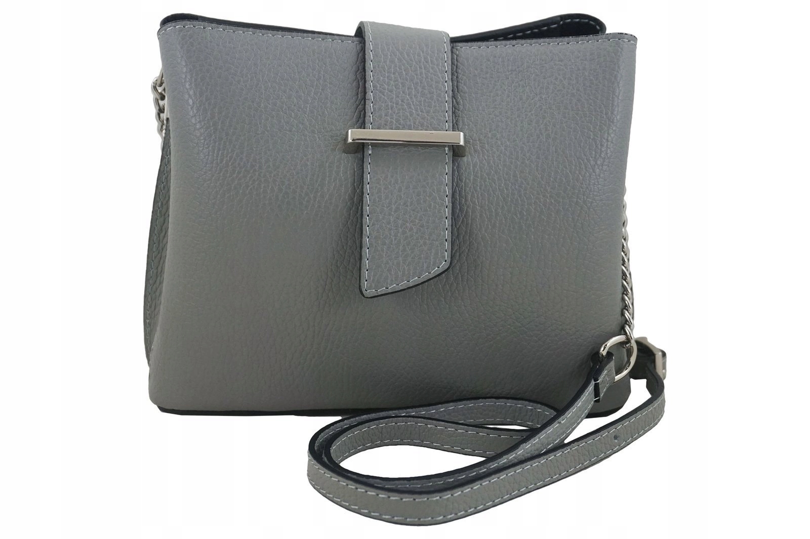 Dámská kabelka přes rameno z přírodní kůže šedá