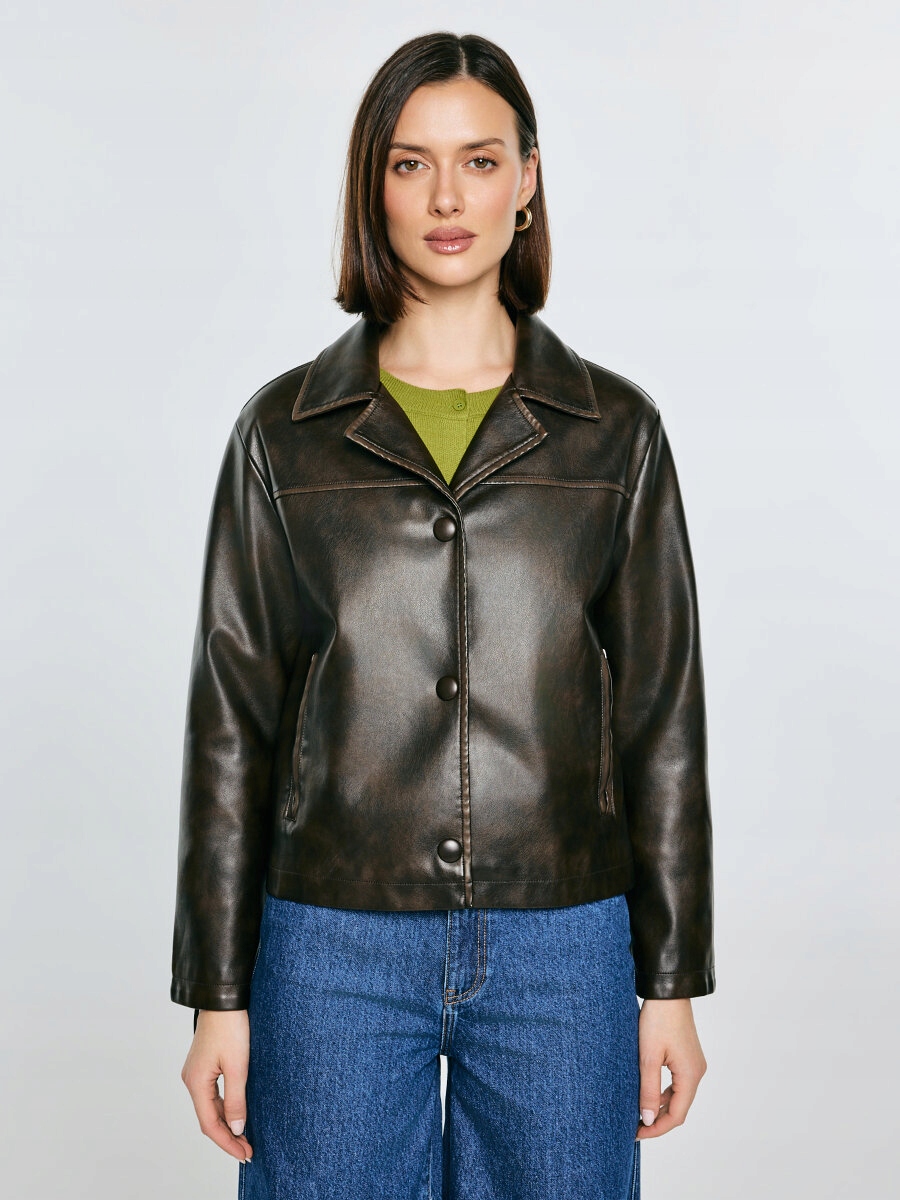 Big Star Dámská bunda z ekologické kůže, hnědá, Sandrosa 804 XL