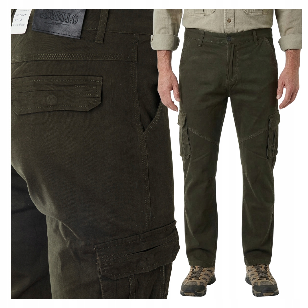 Spodnie męskie bojówki Bawełniane Prosta nogawka zielone Pas 98-104 cm W39