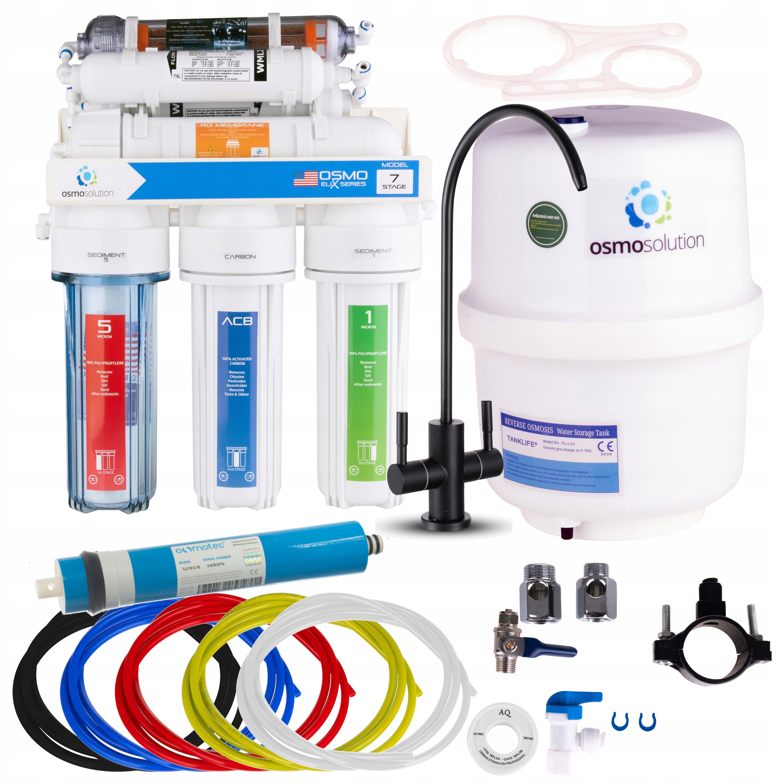 FILTR DO WODY RO7 JONIZATOR ODWRÓCONA OSMOZA 75GPD CZARNA WYLEWKA