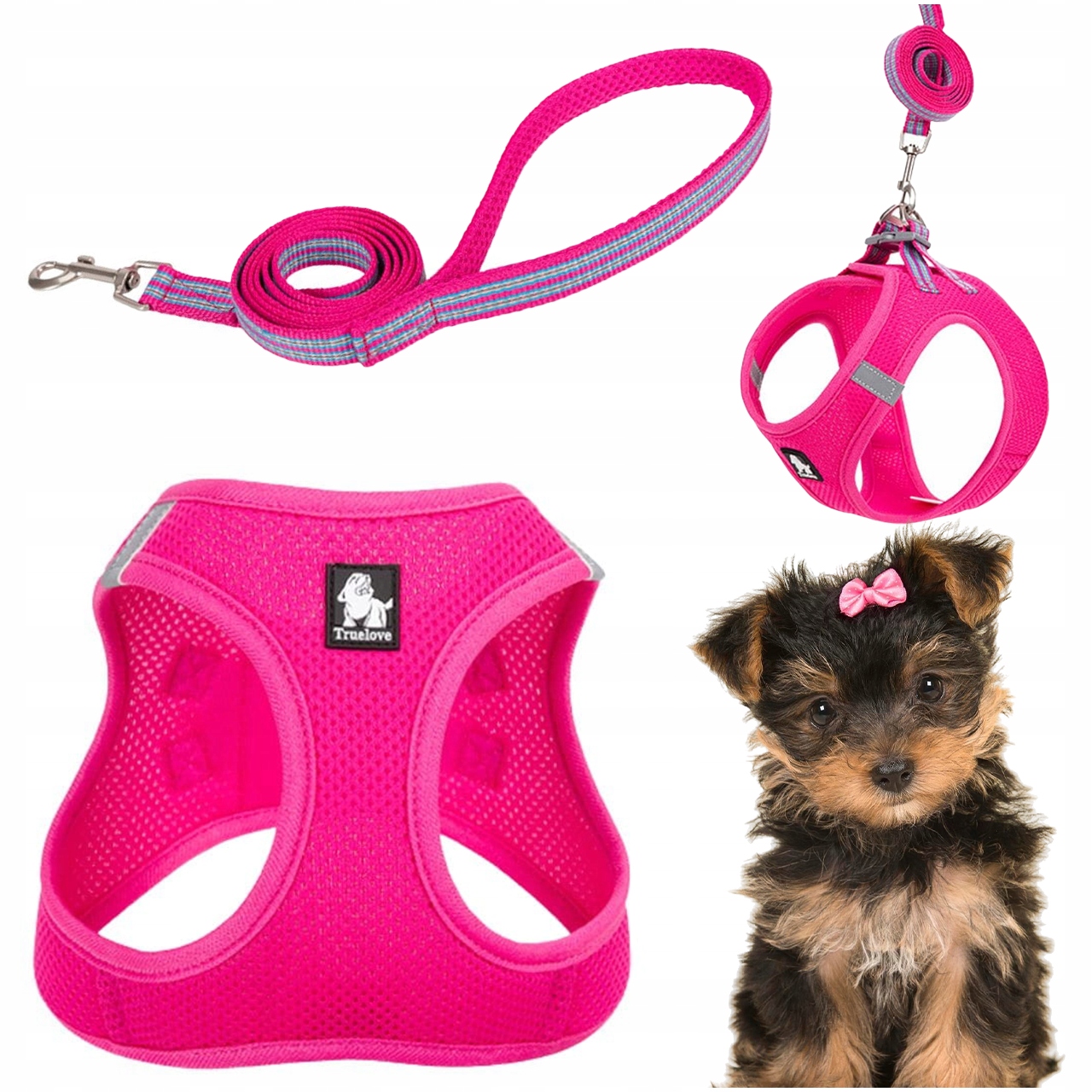 Levně Postroj Vodítko Pro Malého Psa Nebo Kočku Truelove Mini Růžové Xxs Sada