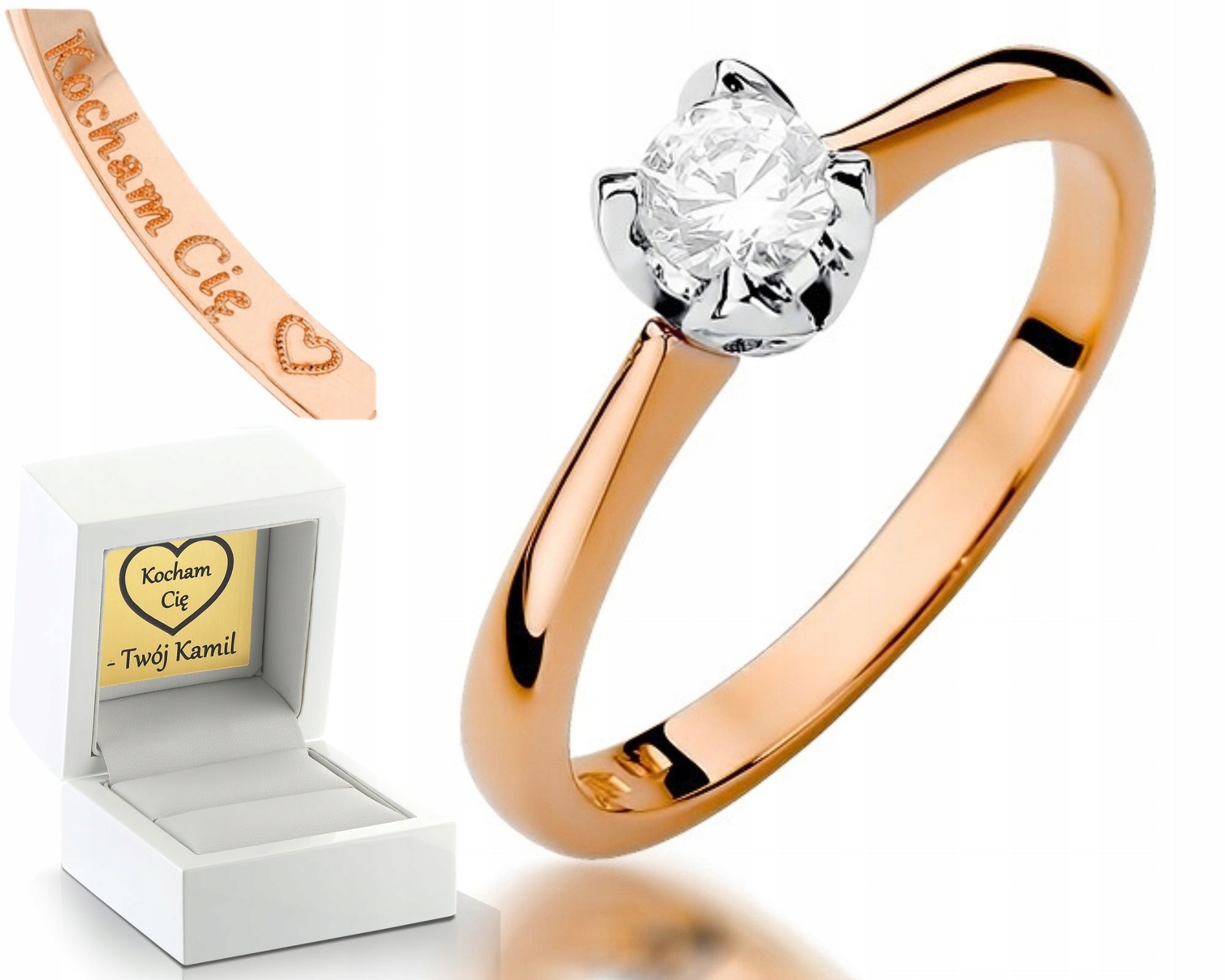 Růžové Zlato Prstýnek Diamant Brylant 0,30 Ct Pro Ni Jako Dárek