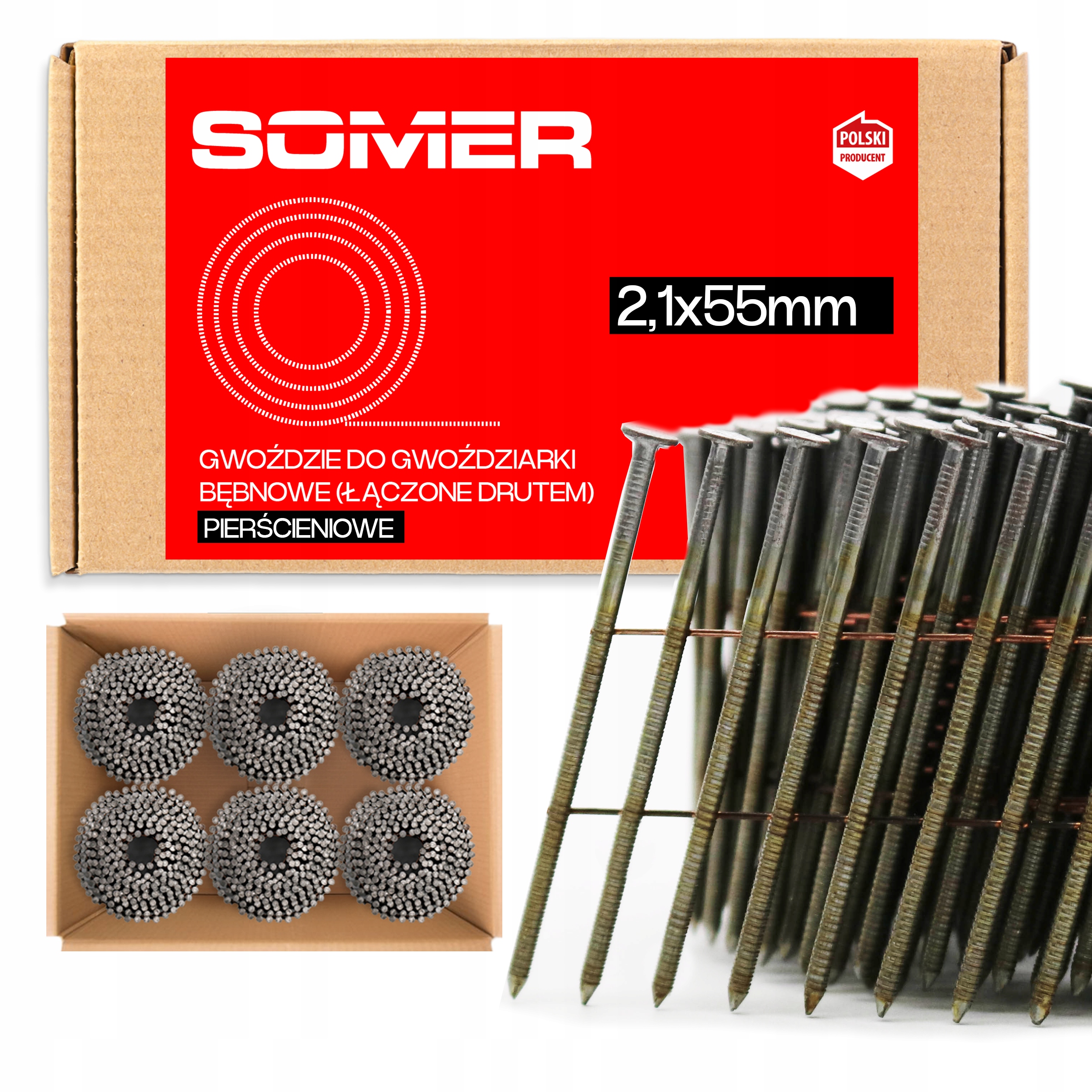 Hřebíky Do Bubnových Hřebíkovaček 2,1/55R 9000KS Velká Kompatibilita