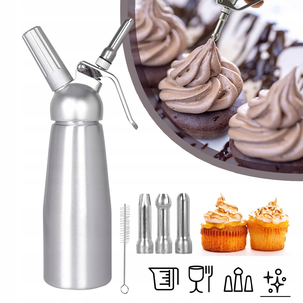 500 ML Hliníkový Sifon Na Šlehačku Se 3 Nástavci Z Nerezové Oceli