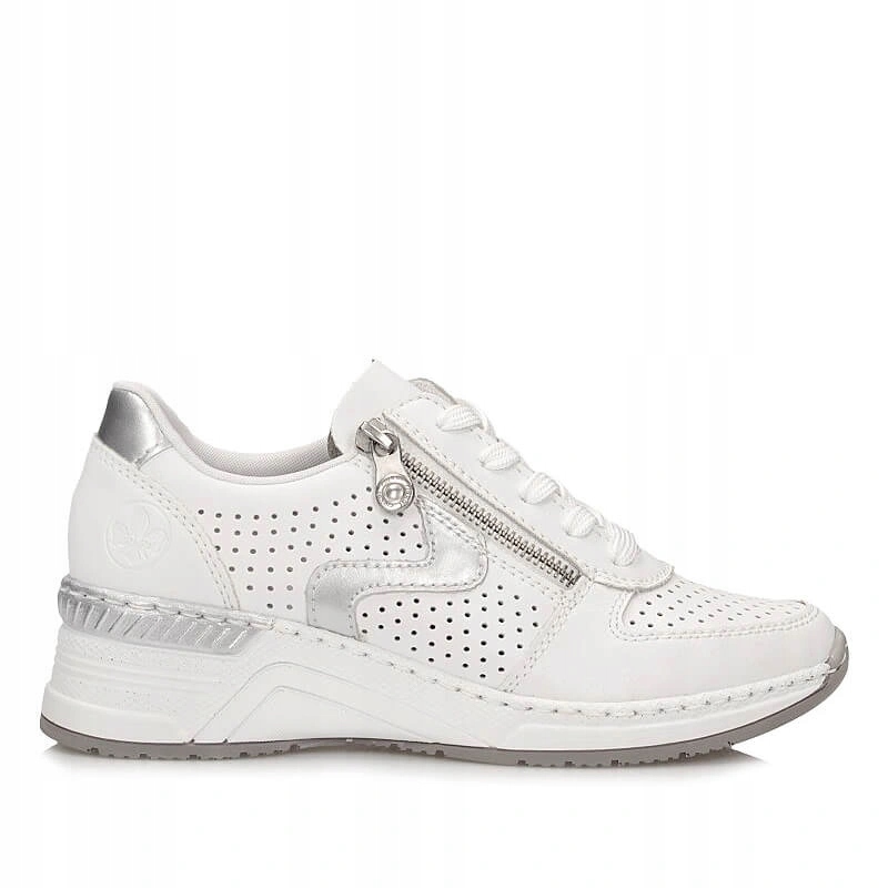 Dámské tenisky Rieker N4340-80 bílé polobotky šněrovací s perforací