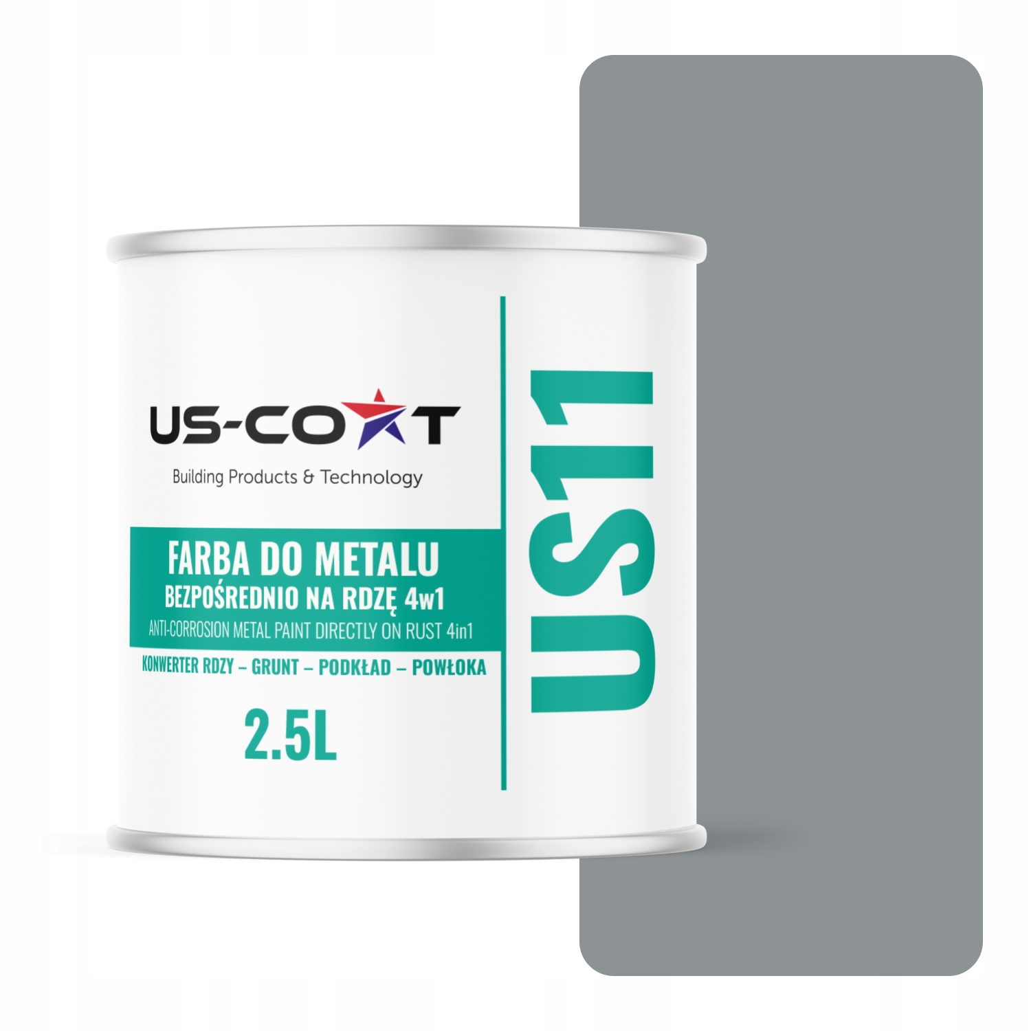 Farba Na Kov Na Hrdzu Plech Pozinkovaná Oceľ 4v1 Šedá RAL7045 Polomat 2,5L
