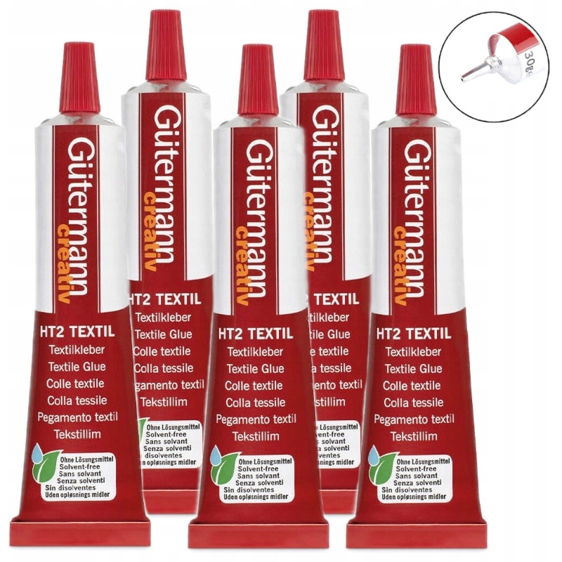Sada lepidlo na textil Gutermann HT2 Textil německá tuba 5 kusů x 30g