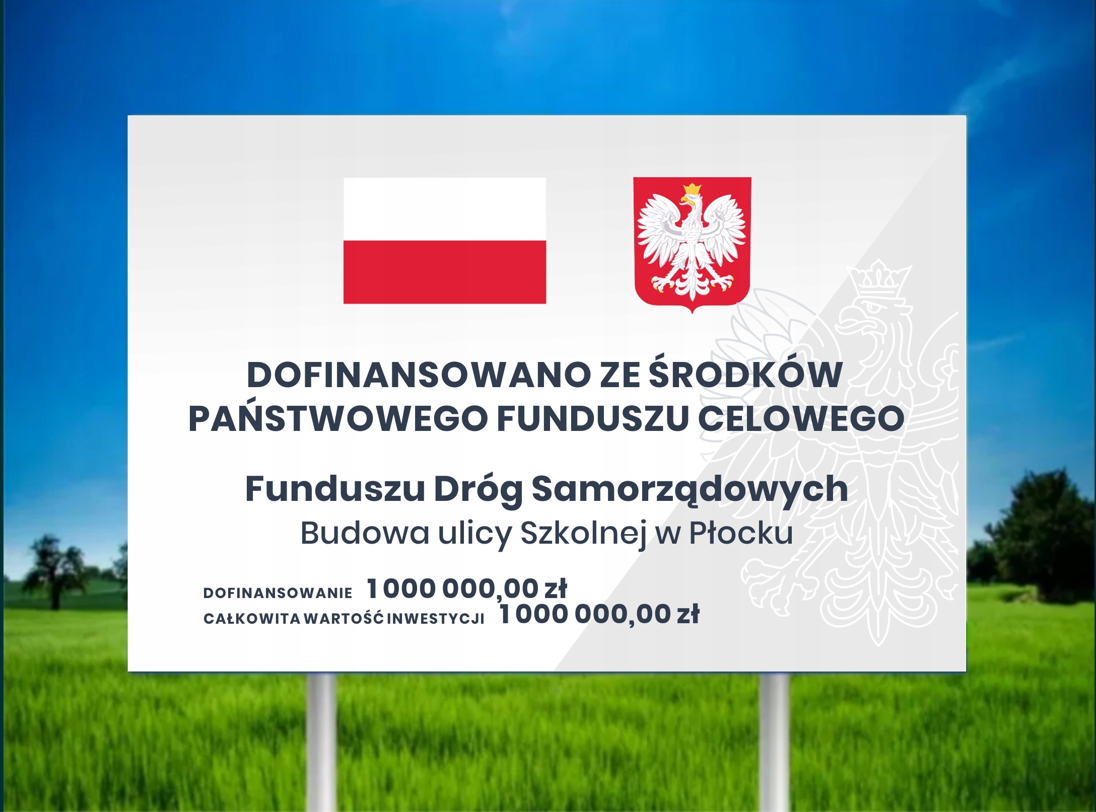 Tablica informacyjna FUNDUSZ DRÓG 120x80 ALU 3mm