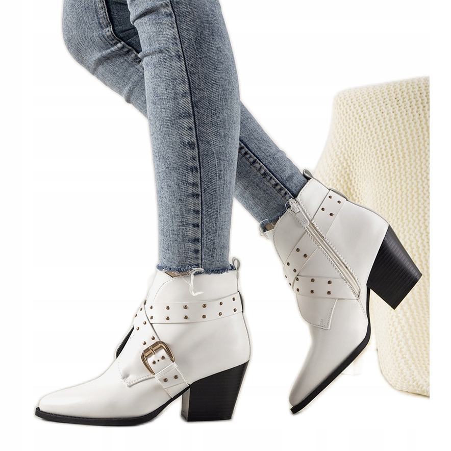 

Białe Skóra ekologiczna Buty Botki r.37