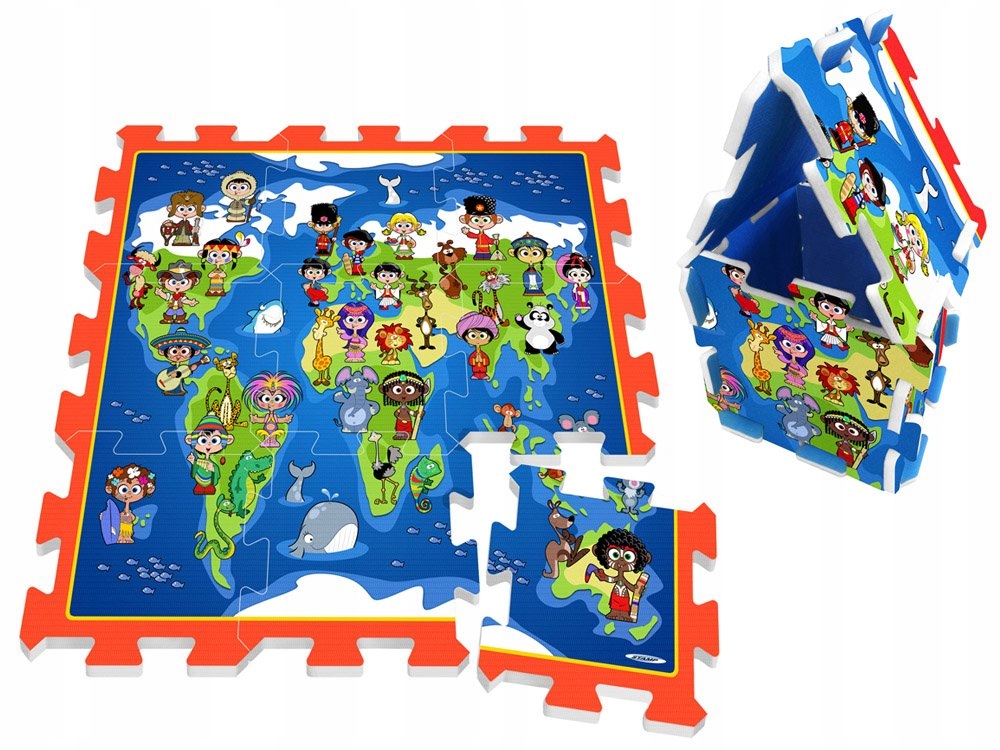 puzzle piankowe MATA Dzieci Mapa Świata  ZA3149 — 2