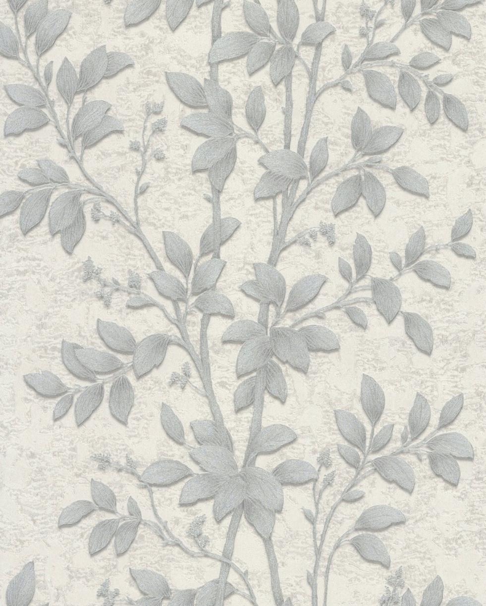 TAPETA SCIENNA ZMYWALNA WINYLOWA VLIZELINA 70343-14 SZARO SREBRNA LIŚCIE