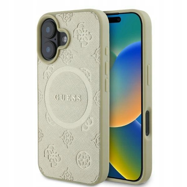 Pouzdro Guess GUHMP16SPSAPSMED Apple iPhone 16 hardcase Saffiano Peony Classic
