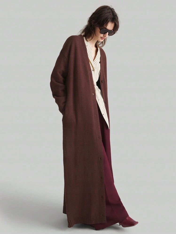 Ontre Hnědý Pletený Kardigan Knoflíky (s)