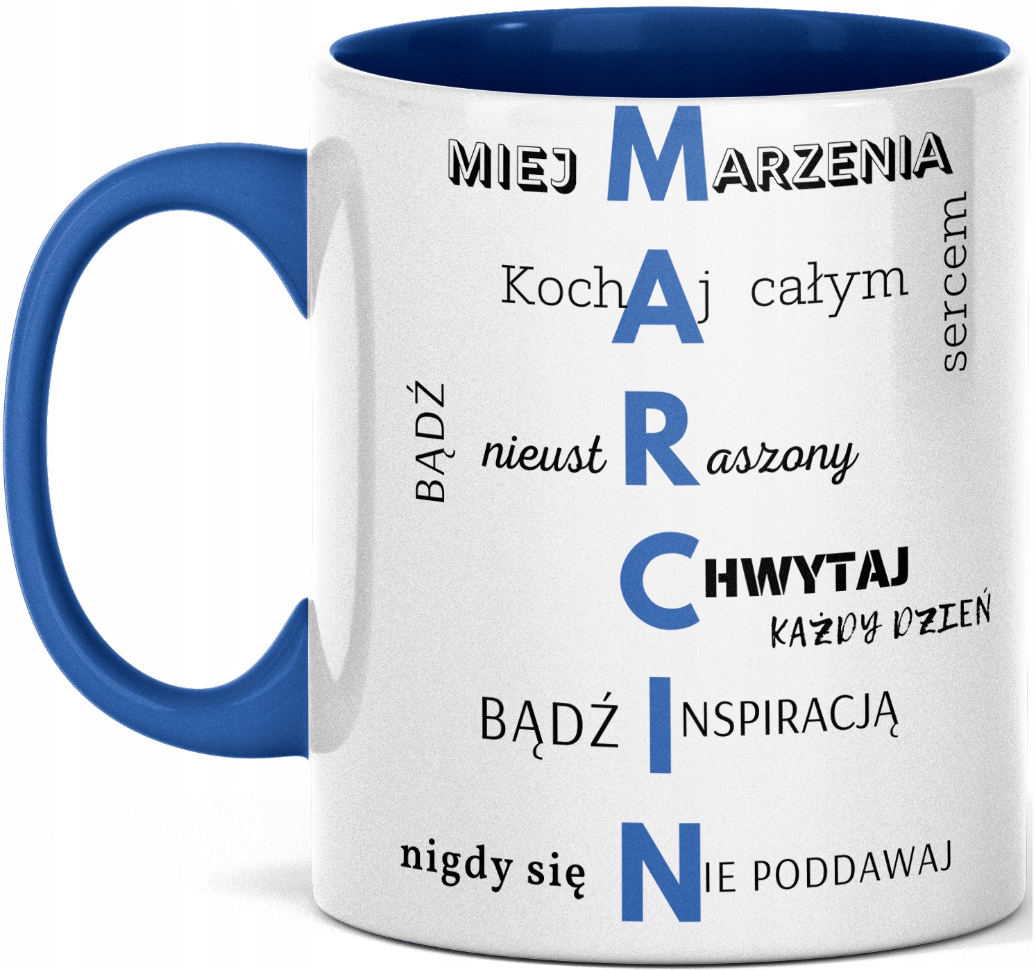 

Kubek motywacyjny z nadrukiem imieniem Marcin
