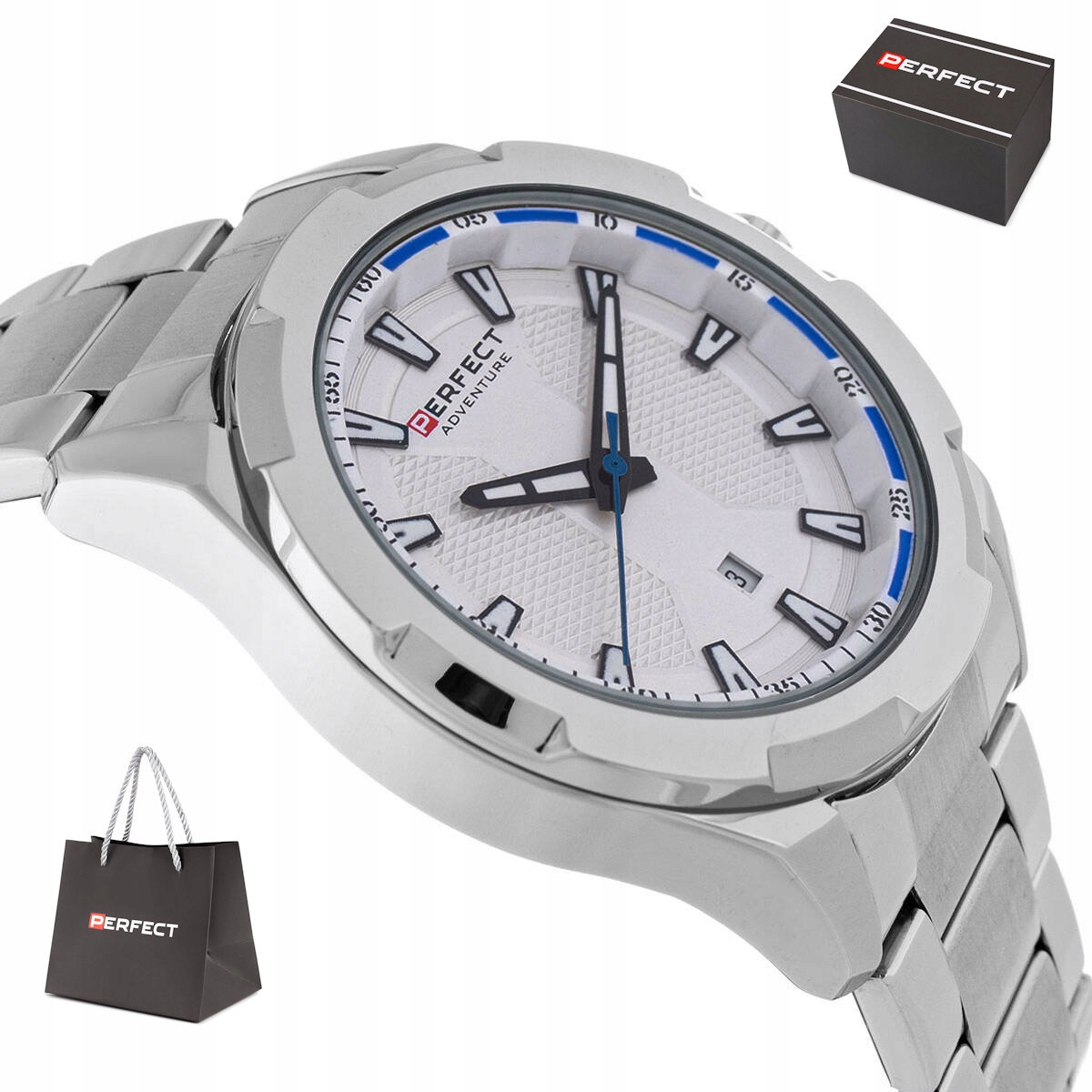 Pánské Klasické Sportovní Stříbrné Hodinky Perfect Na Náramku M113-01