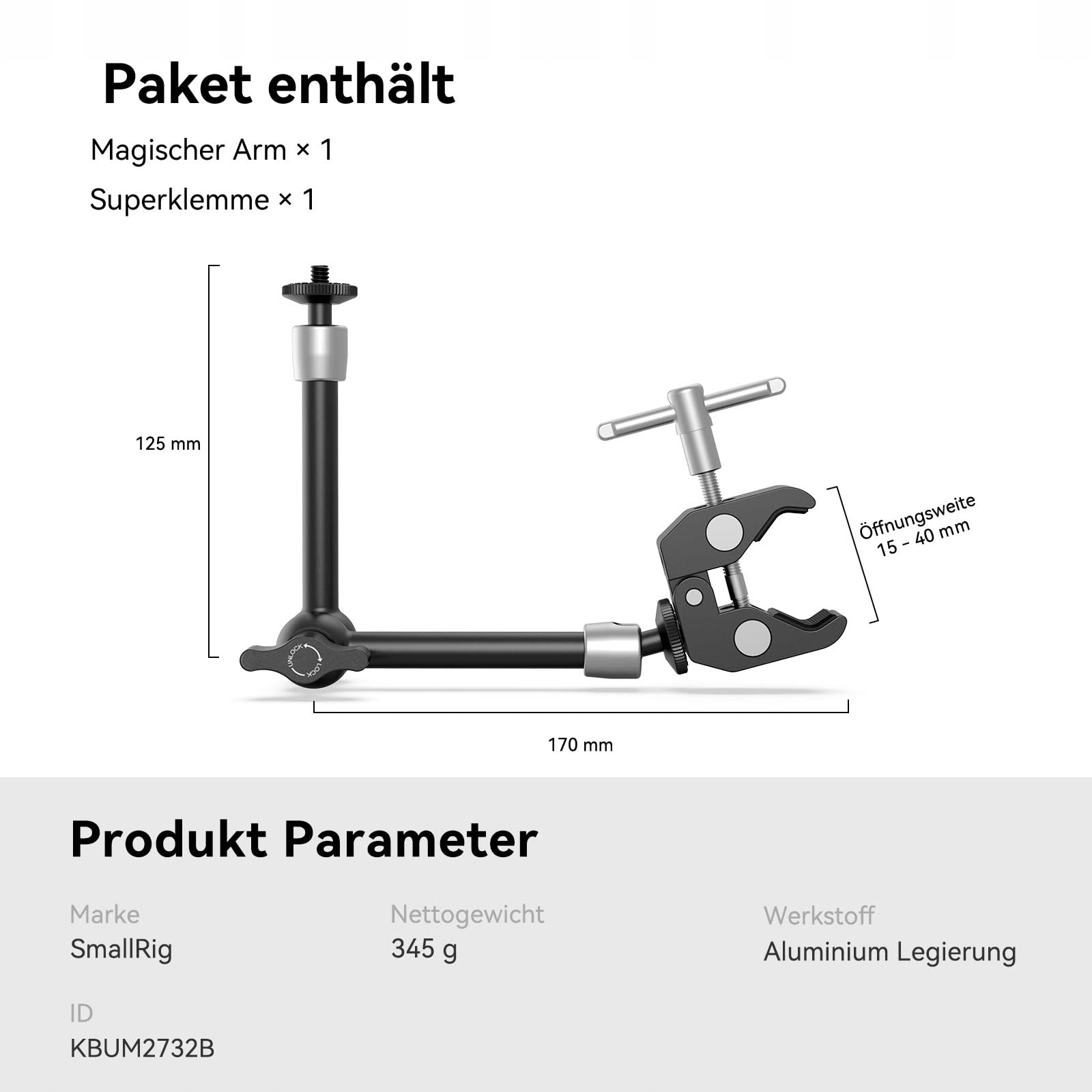 SMALLRIG Magic Arm 10 Cal Z Super Zaciskiem Do Monitora LED — miniatura 6