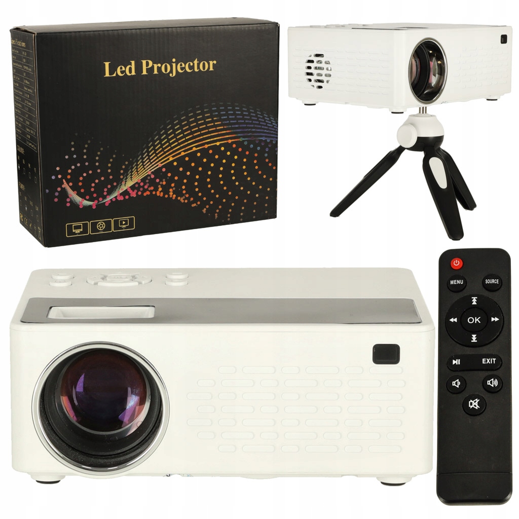 Projektor premietačka prenosný Led Tft LCD 16:9 1920x1080 Usb 20W biely