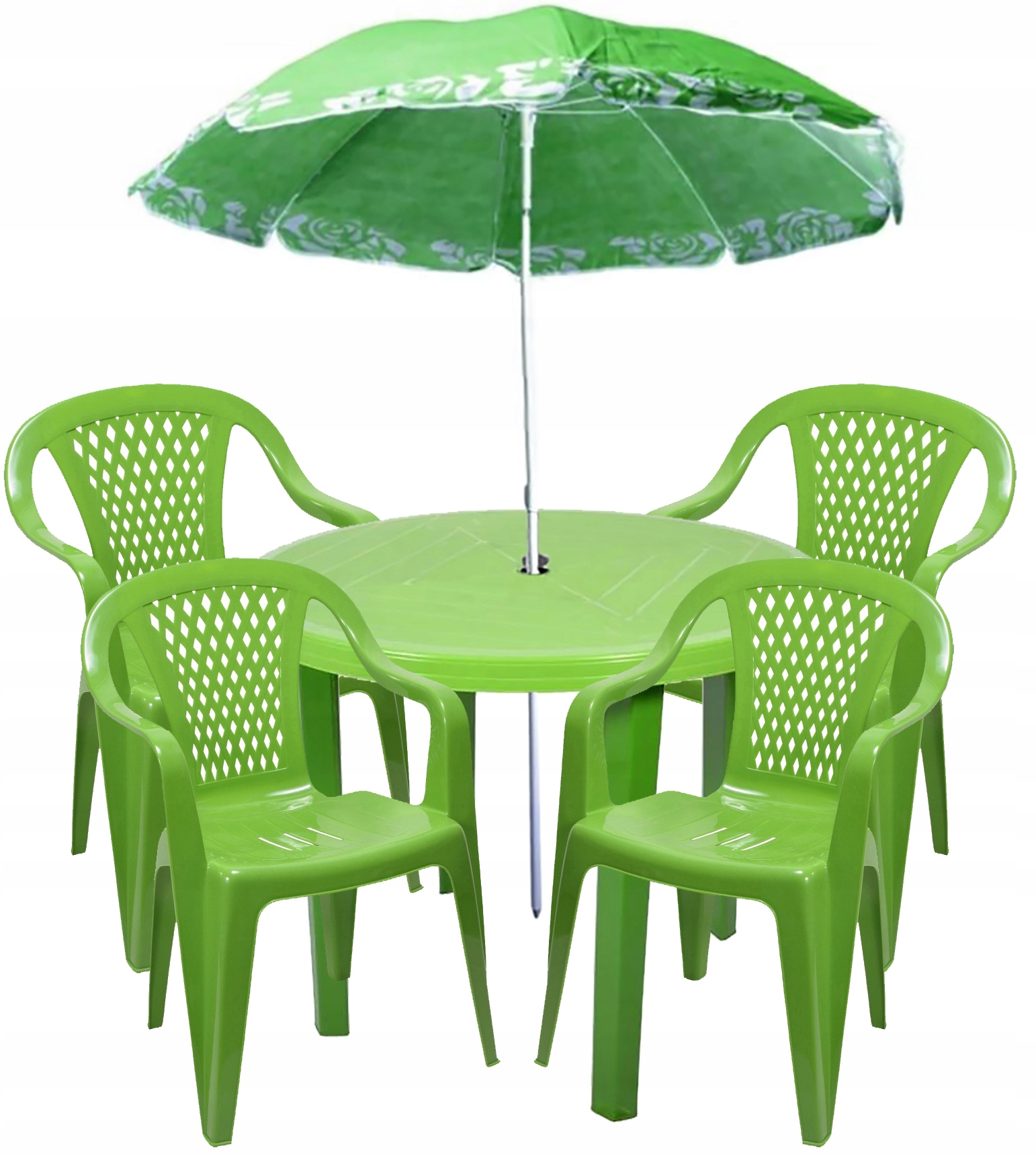 

Mocny Ogrodowy Zestaw 4+1 Krzesła Stół Parasol