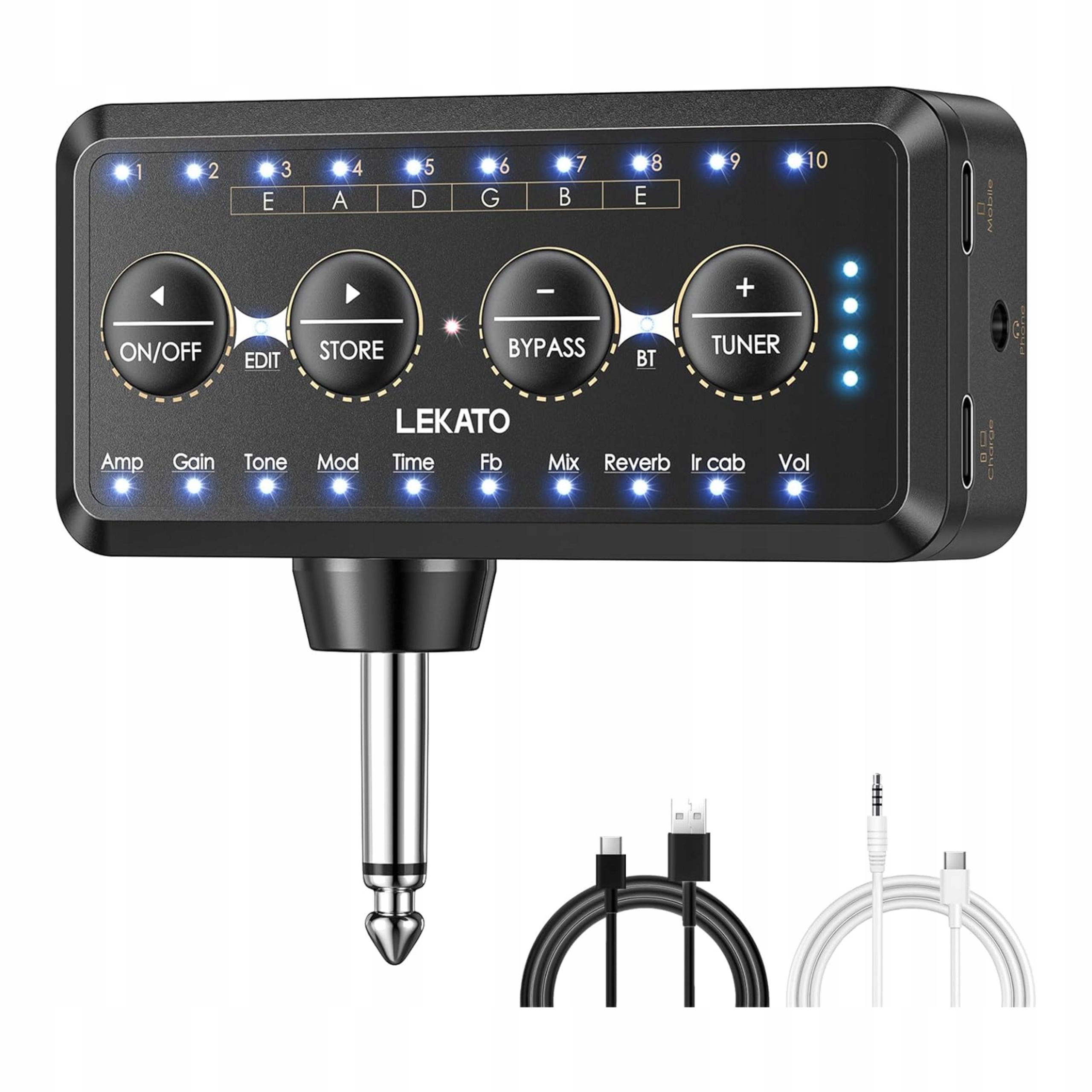 Zesilovač pro sluchátkovou kytaru a baskytaru s efekty, modelování, Usb tuner