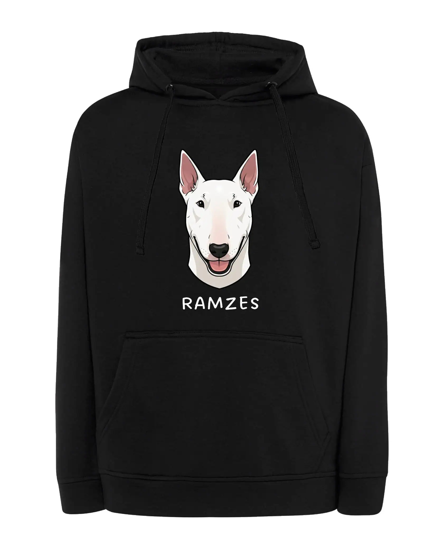 Mikina s kapucí Bull Terrier Personalizovaná Pupil Pes Černý L