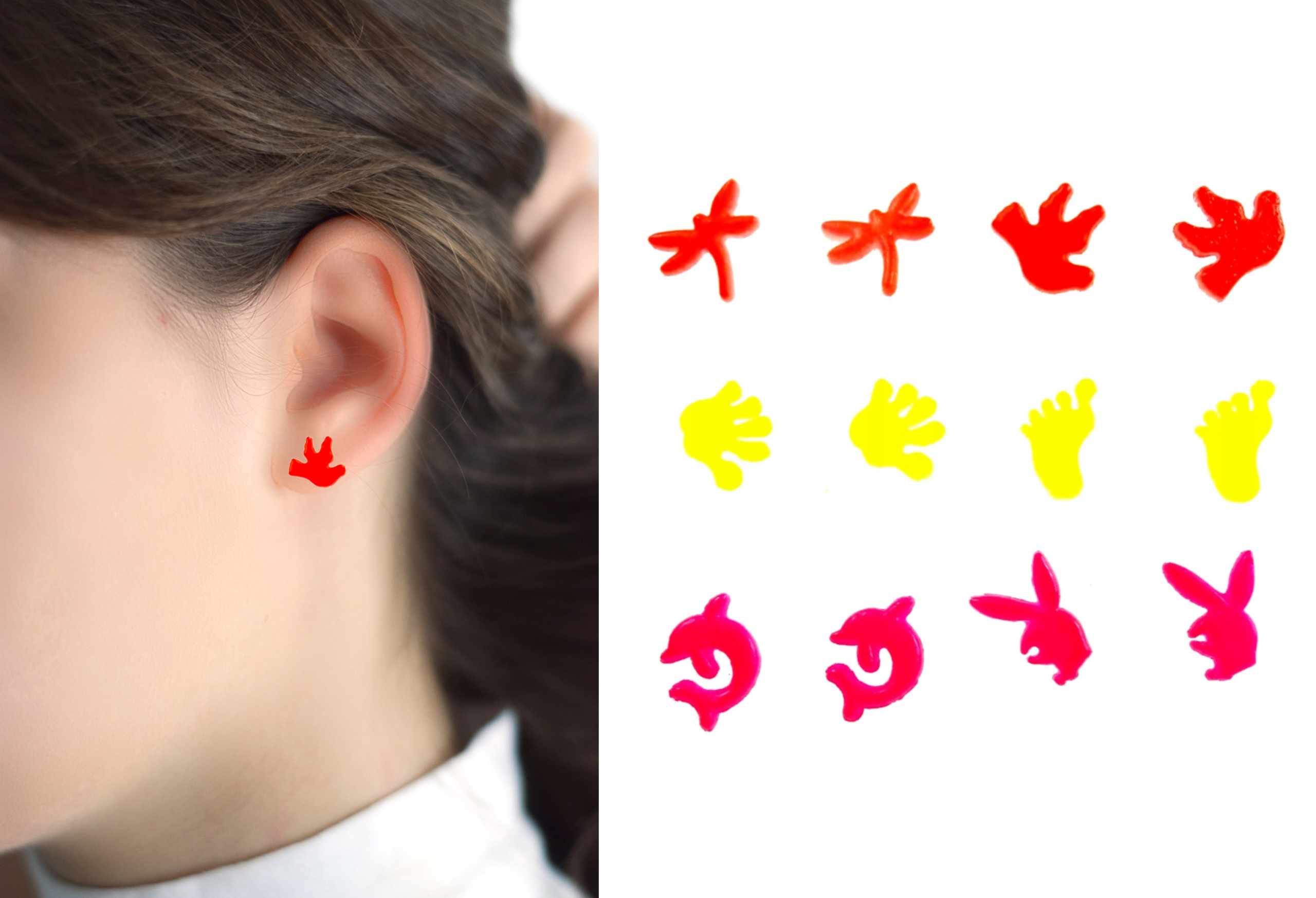 

Kolczyki mix wzorów kolory neonowe 6 par zestaw