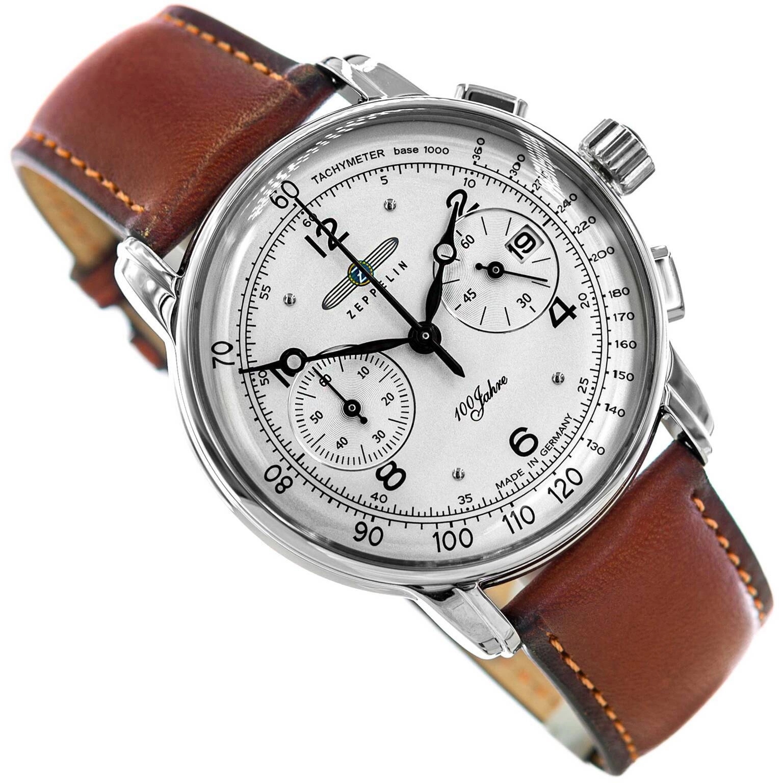 Pánské Hodinky Zeppelin 8676-1 100 Jahre Hnědý Chronograf Datumovka