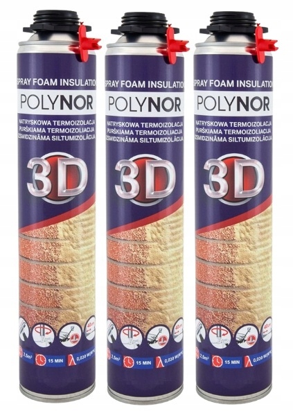 Pur Sprchová Pěna Polynor 3D Sada 3 x 850 ml Izolace Zateplení