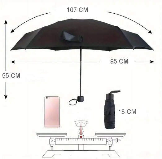 MAŁA LEKKKA SKŁADANA PARASOLKA DAMSKA MĘSKA MINI PARASOL DO TOREBKI UNISEKS Wzór dominujący bez wzoru