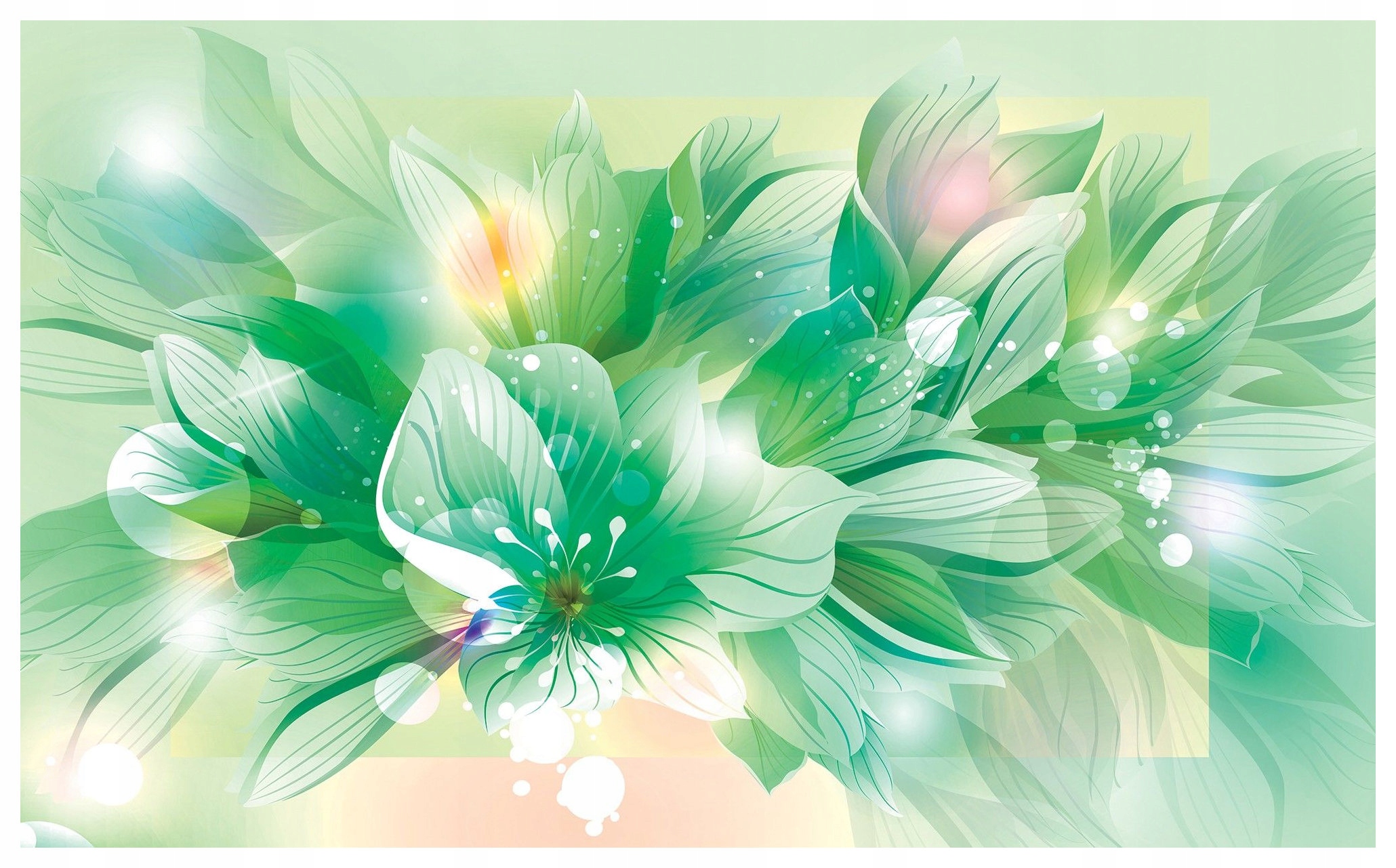 Fototapeta Zelené květy bokeh smaragdové mátové 254x184 vinylová lepidlo