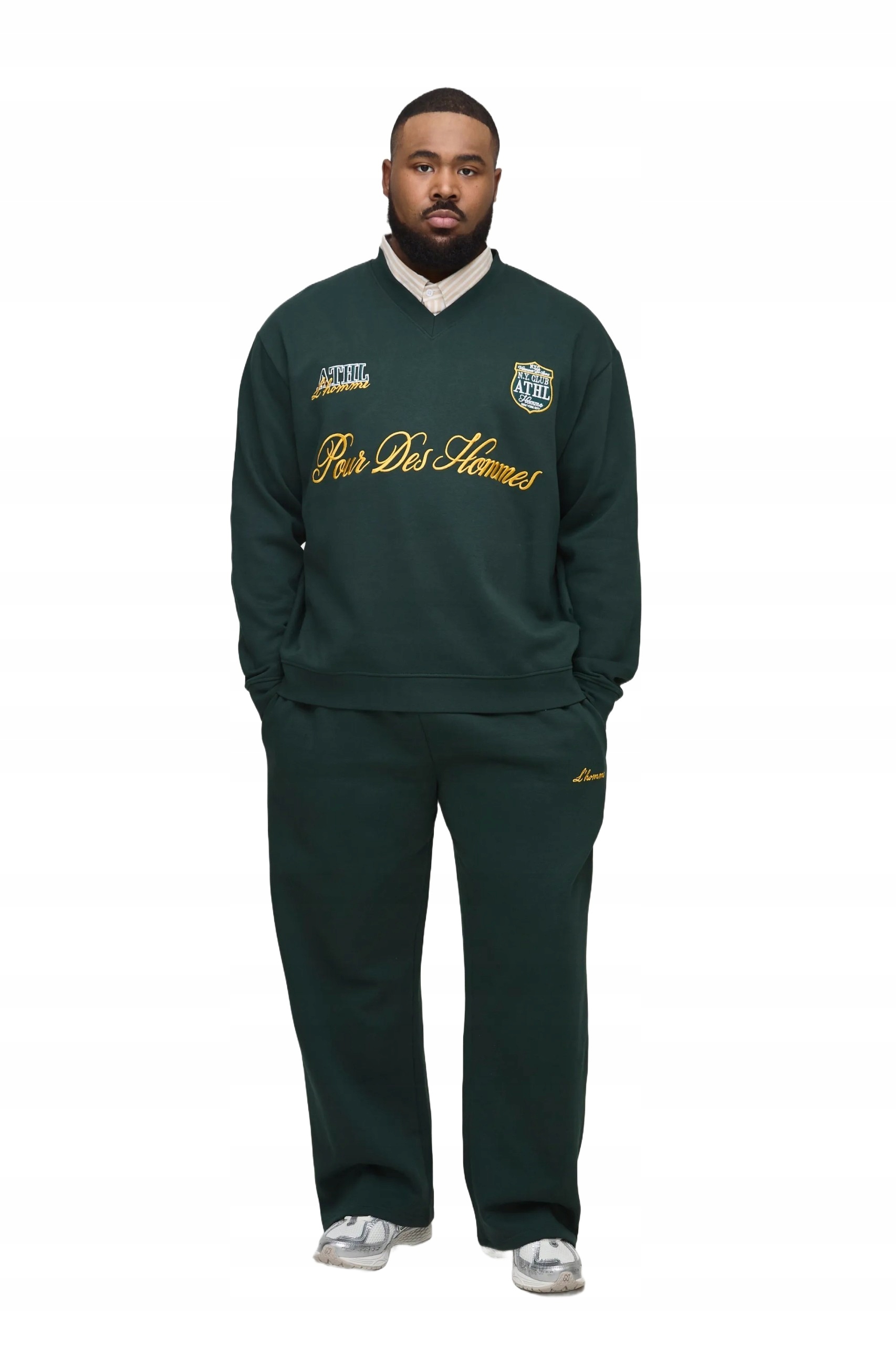 Boohooman Zelený Teplákovka Pánský Komplet S Nápisy Plus Size 3XL Z3A