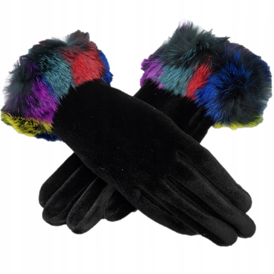 

Rękawiczki damskie Welurowe Królik multicolor