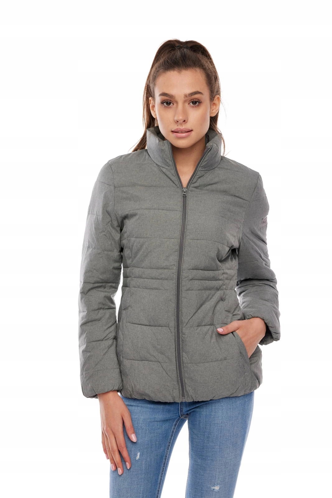Dámská péřová bunda Wrangler Short Puffer MID Grey Mel W4104V537 S