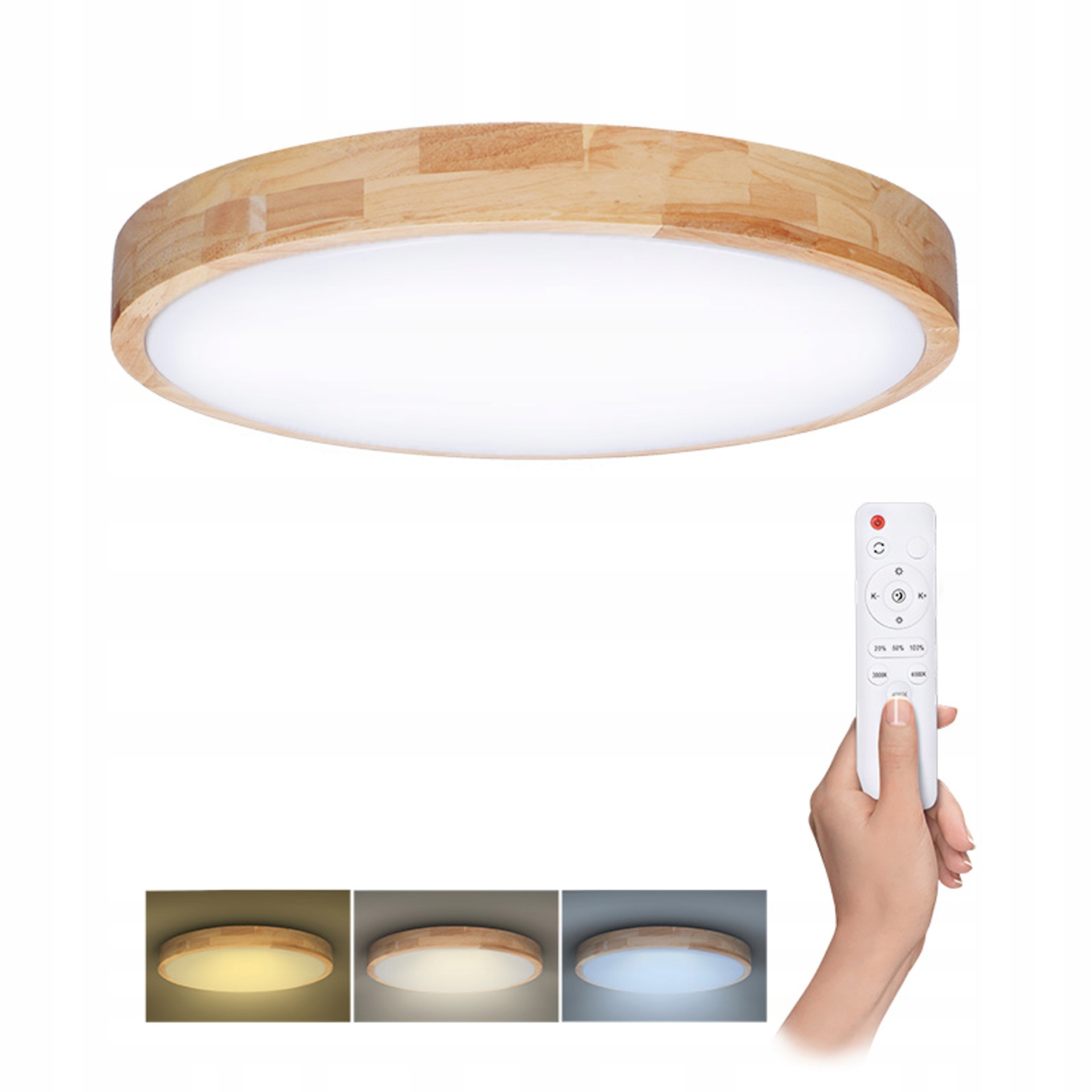 Solight Led stropné svietidlo Solid Oak 60W, stmievateľné, diaľkové ovládanie