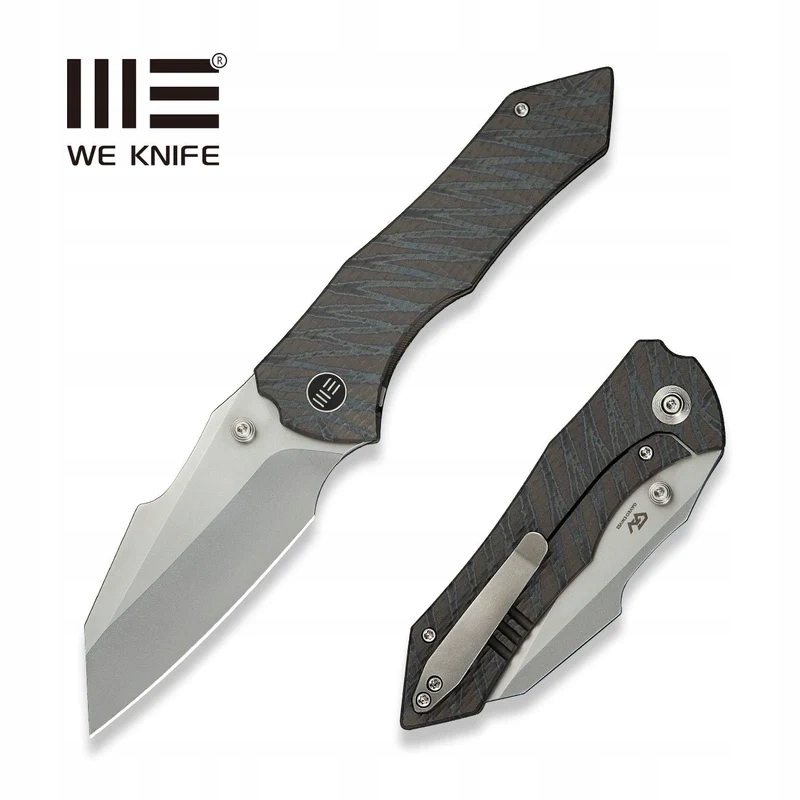 Zavírací Nůž WeKnife High-Fin XL Tiger Stripe Titanium, leštěné korálky