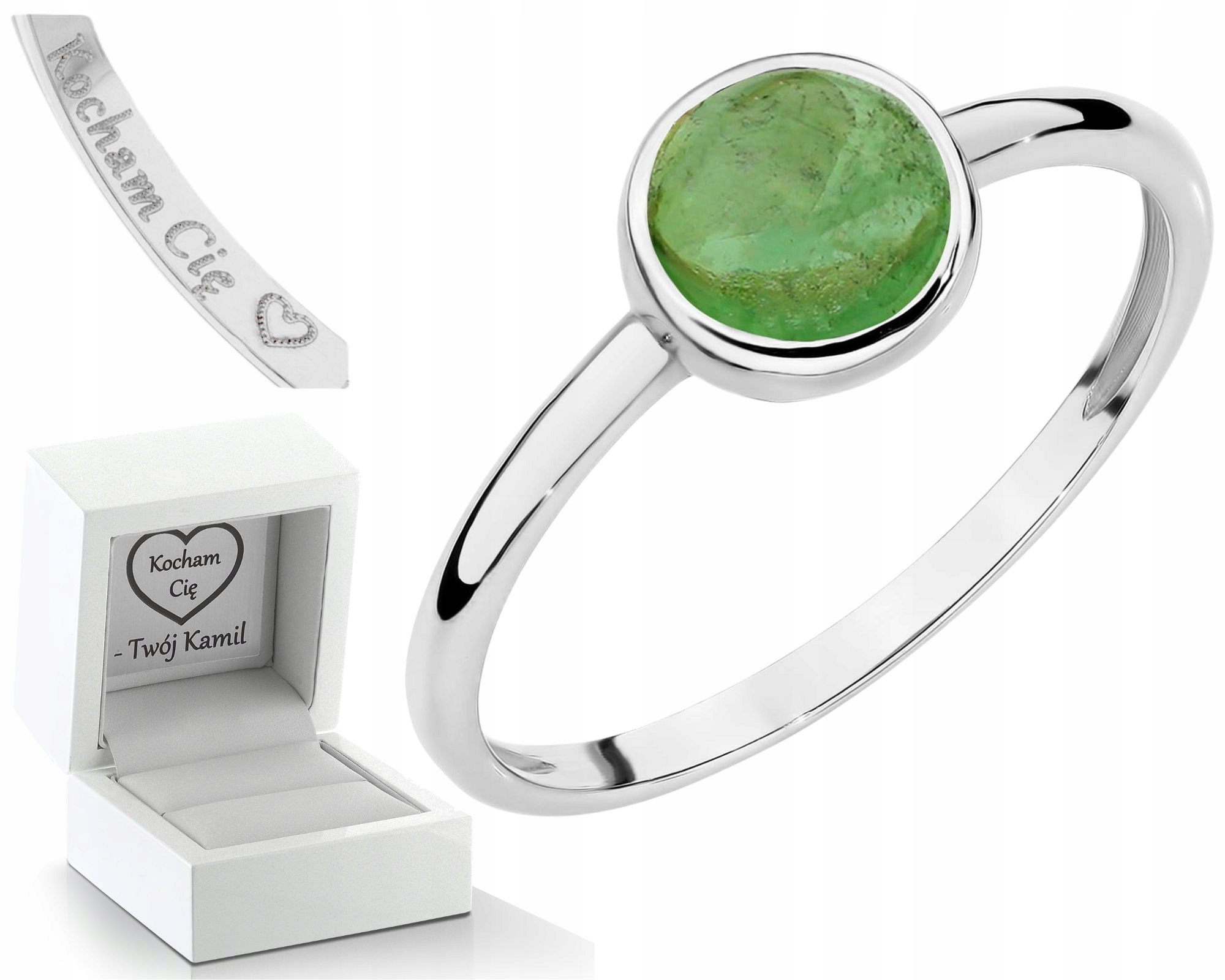 Přírodní Zelený Kámen Turmalín Moderní Prstýnek 585