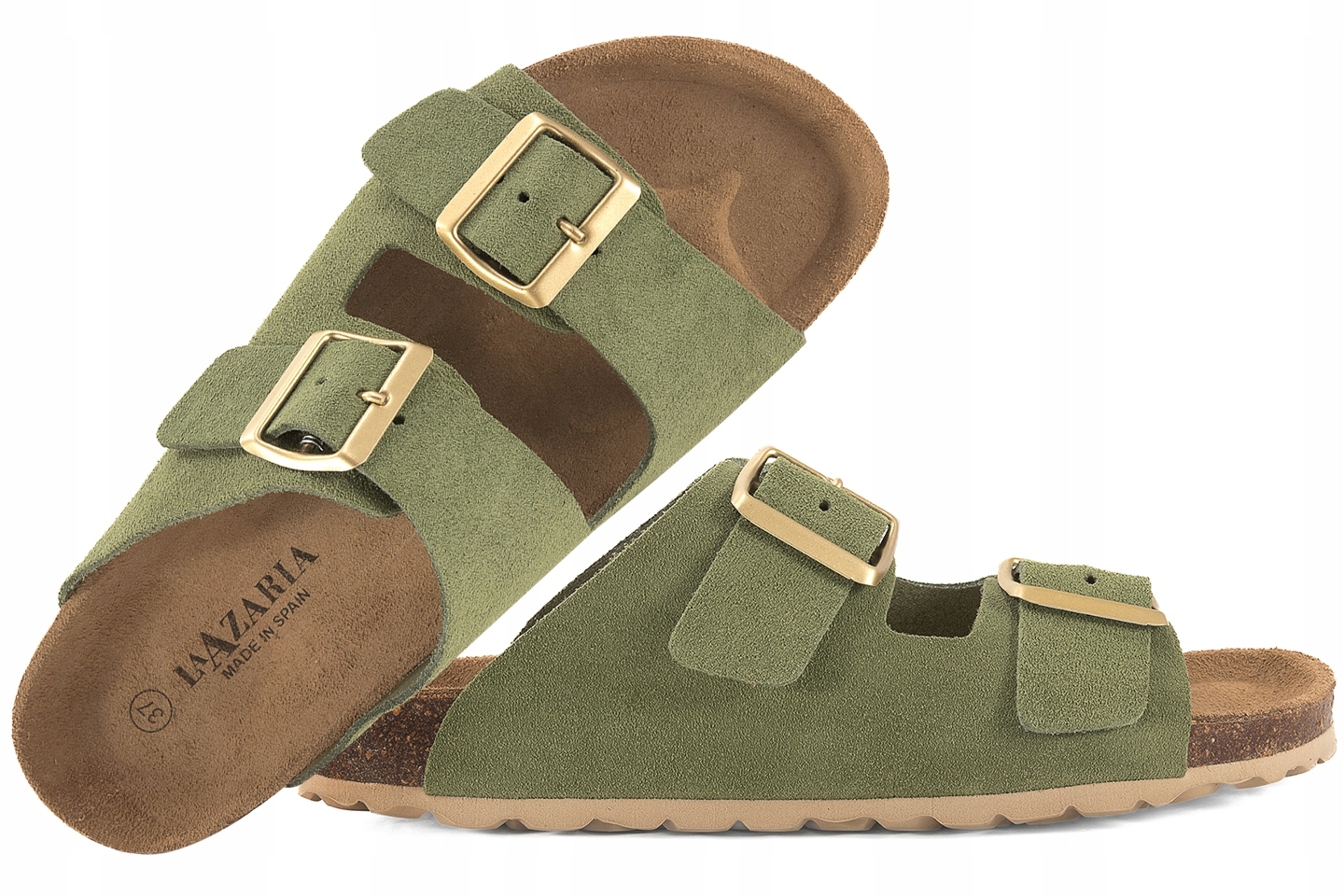 La Azaria 3202C12 Španělské Kožené Nazouváky Profilované Fusbety 36 Zelená