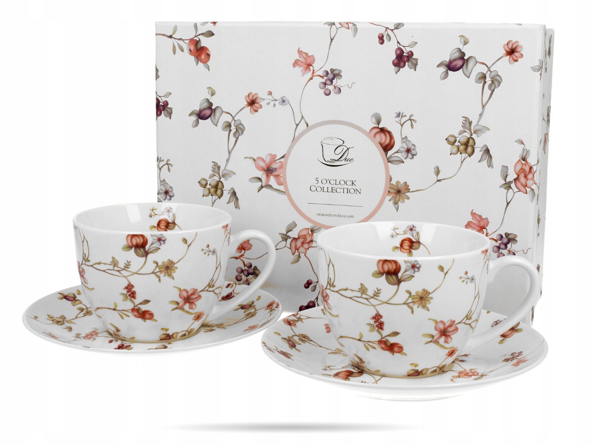 FILIŻANKA DO KAWY FILIŻANKI ZE SPODKAMI KOMPLET 2+2 250ML SERWIS KAWOWY