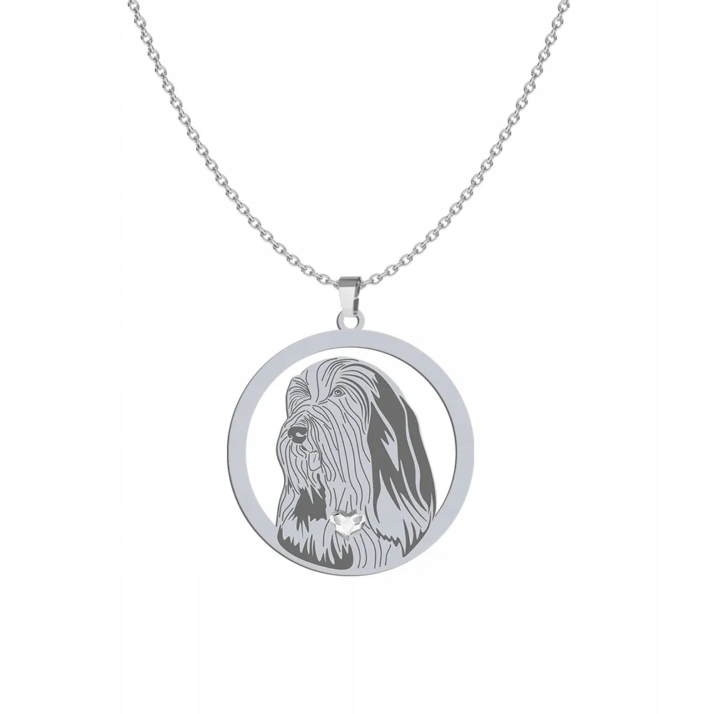 Stříbrný náhrdelník s Bearded Collie 925 Věnování Šperky Gravírování Bonus