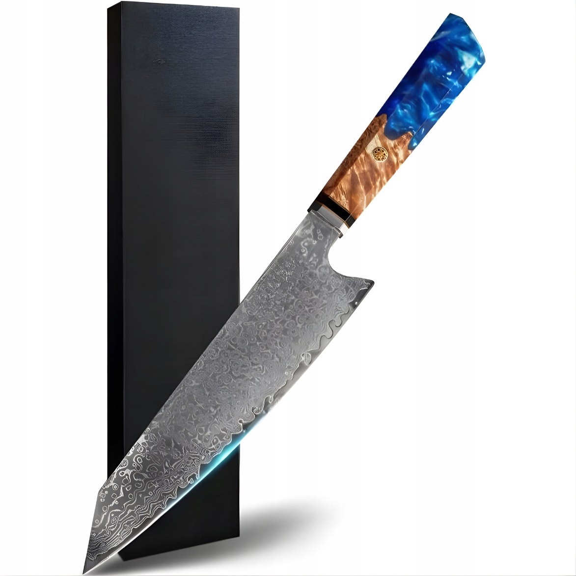 Damaškový kuchynský nôž Sa 40123 Kiritsuke/Hnedá/Modrá KP-40123
