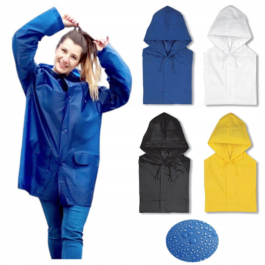 PŁASZCZ PRZECIWDESZCZOWY z kapturem na zatrzaski Kolor żółty