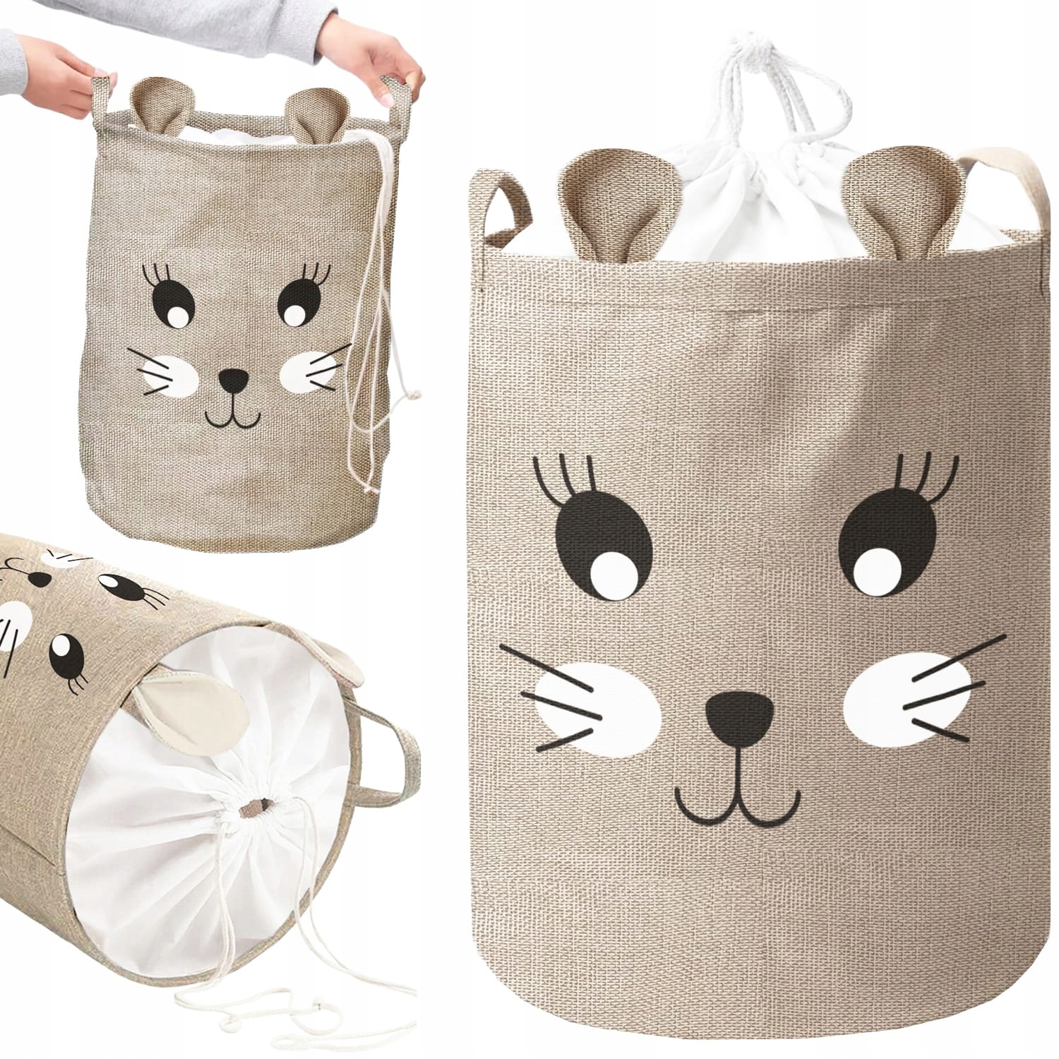 KOSZ NA ZABAWKI I PRANIE pojemnik organizer worek ZAMYKANY PREMIUM duży 43l