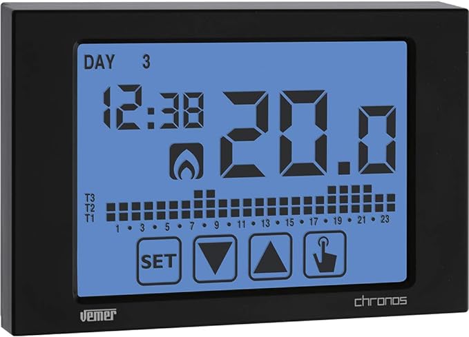 Nástenný programovateľný termostat Vemer Chronos 230 Nero 454500