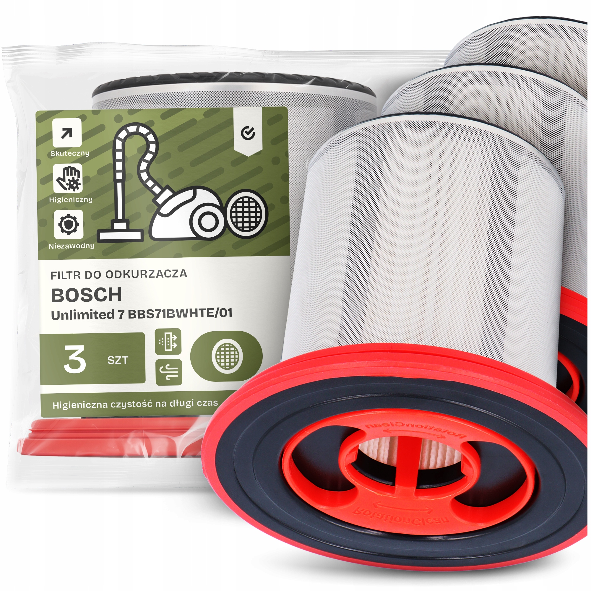 3x Vzduchový Filtr pro Vysavač Bosch Unlimited 7 BBS71BWHTE/01 Hepa Em-w