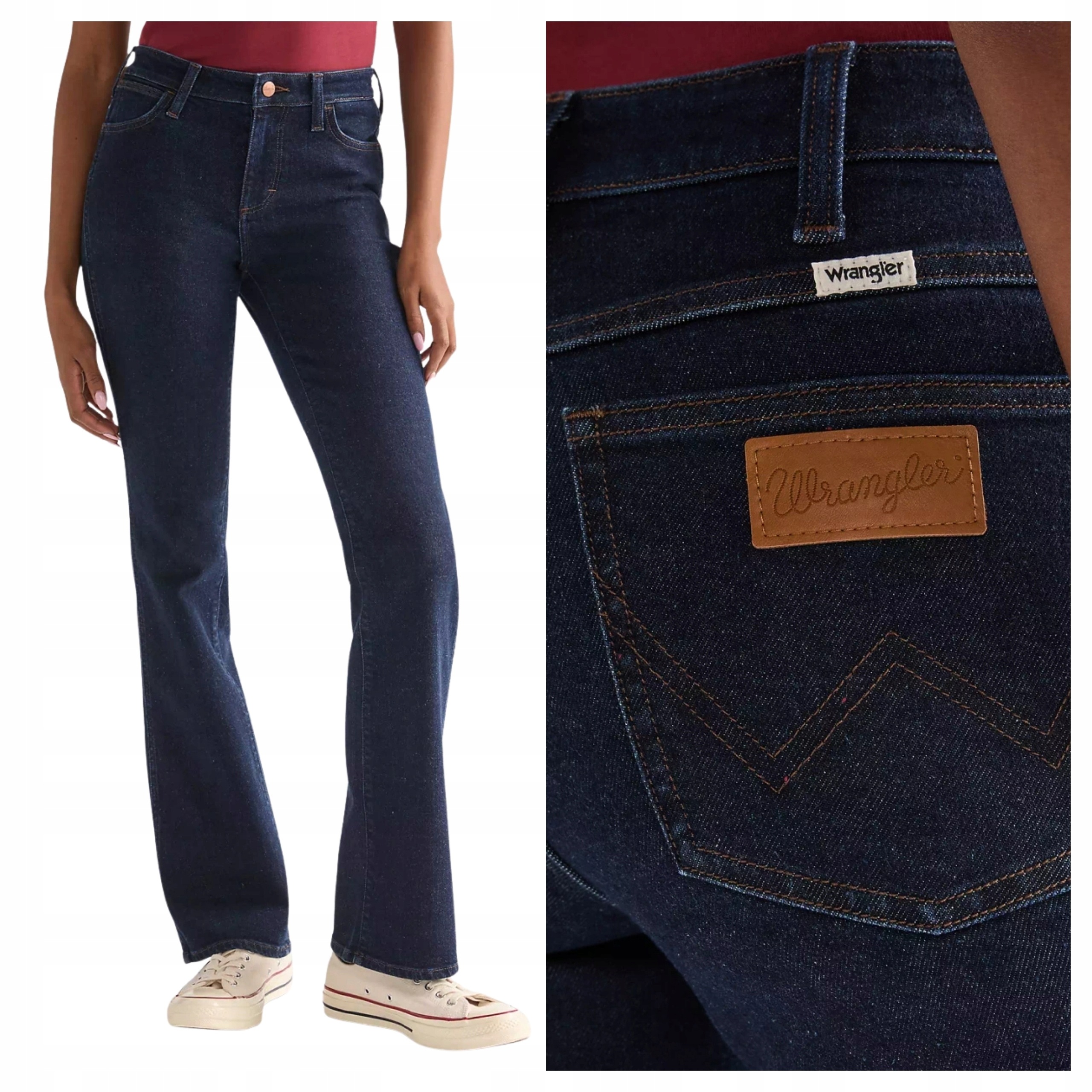 Dámské džíny Wrangler Bootcut High Dark Rinse modré zvony W28 L30