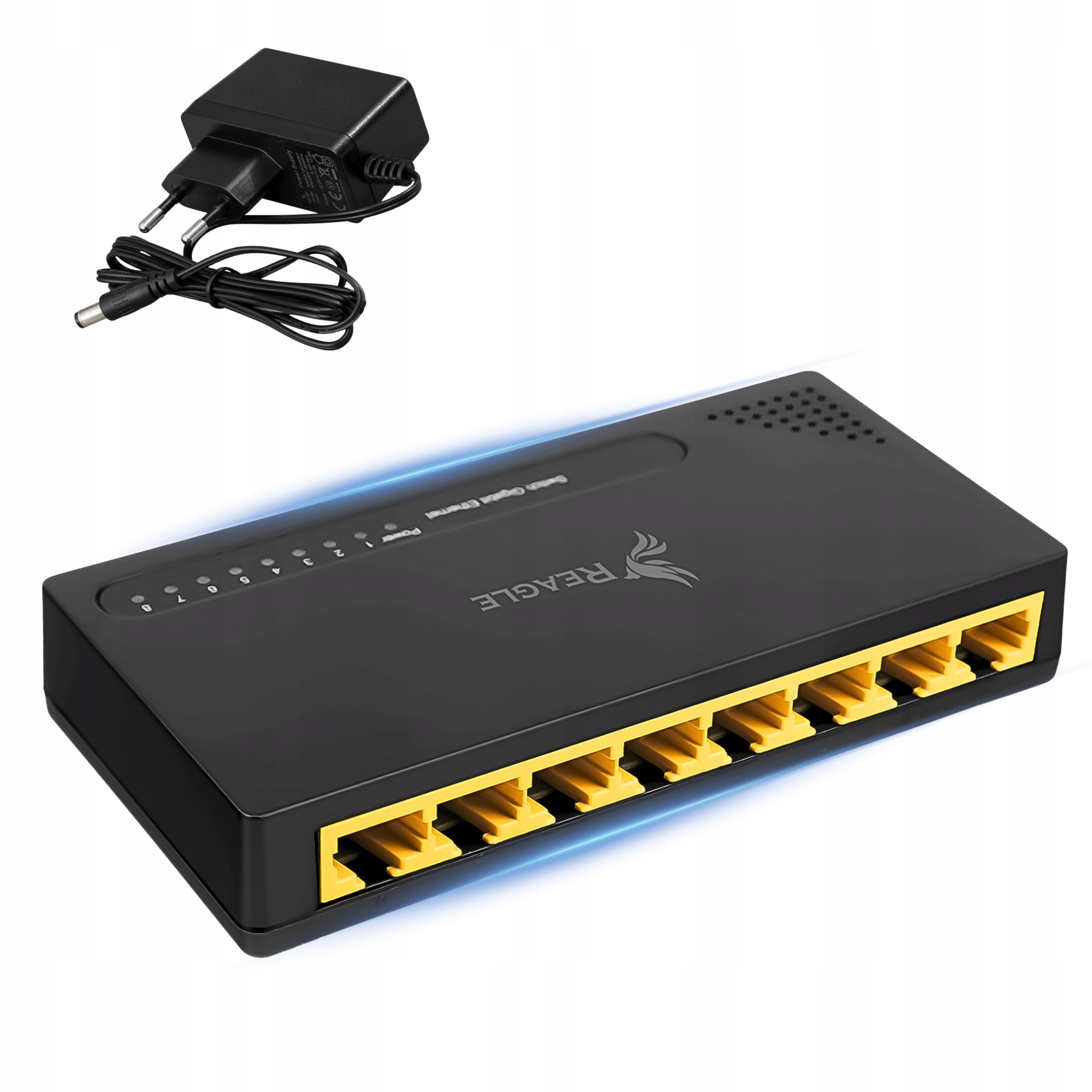 Switch Rozdzielacz Lan 8 Portów Gigabit Ethernet RJ45 1000 Mb Do Internetu