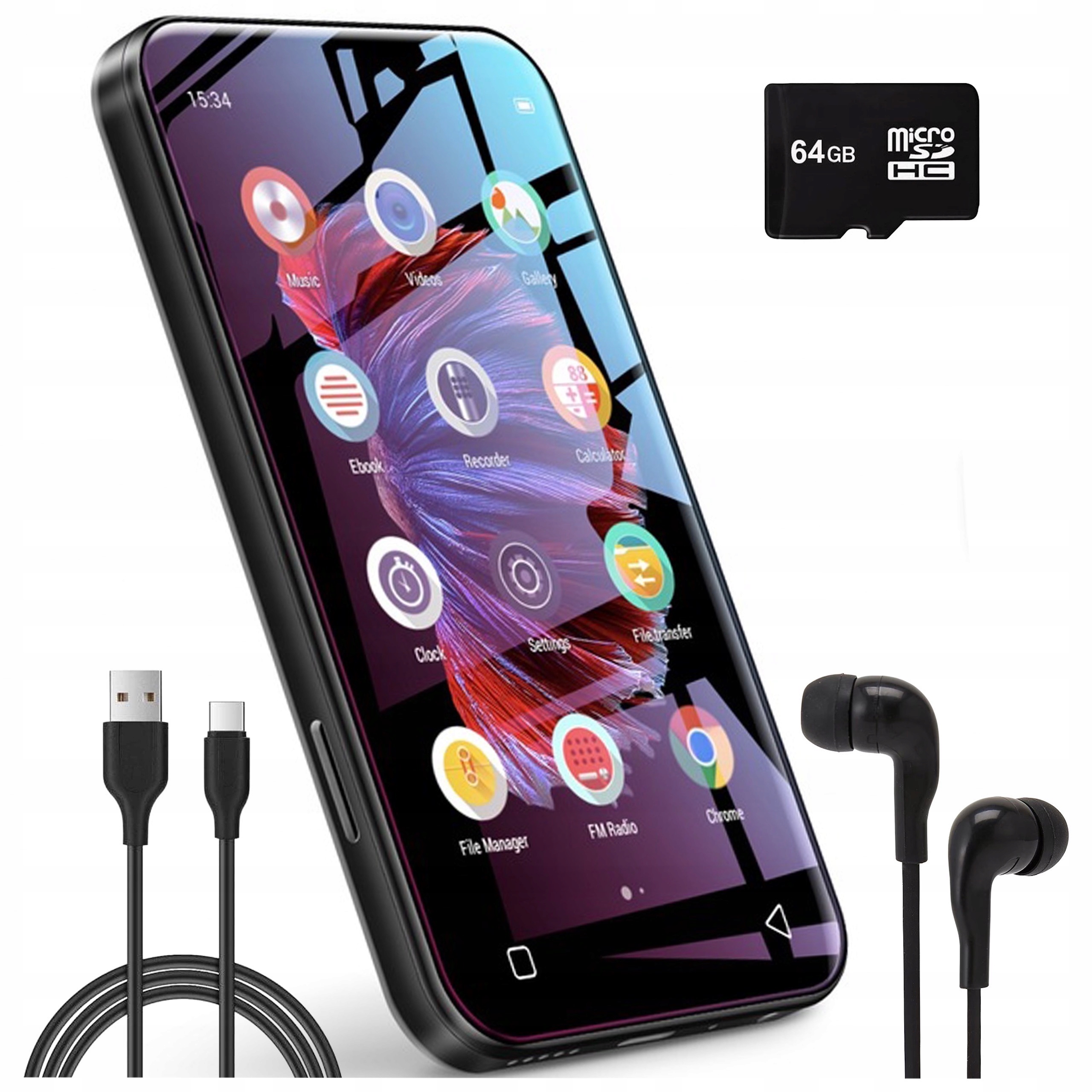 MP3 prehrávač Prenosný Bluetooth rádio Fm HiFi+ Slúchadlá Diktafón 8GB